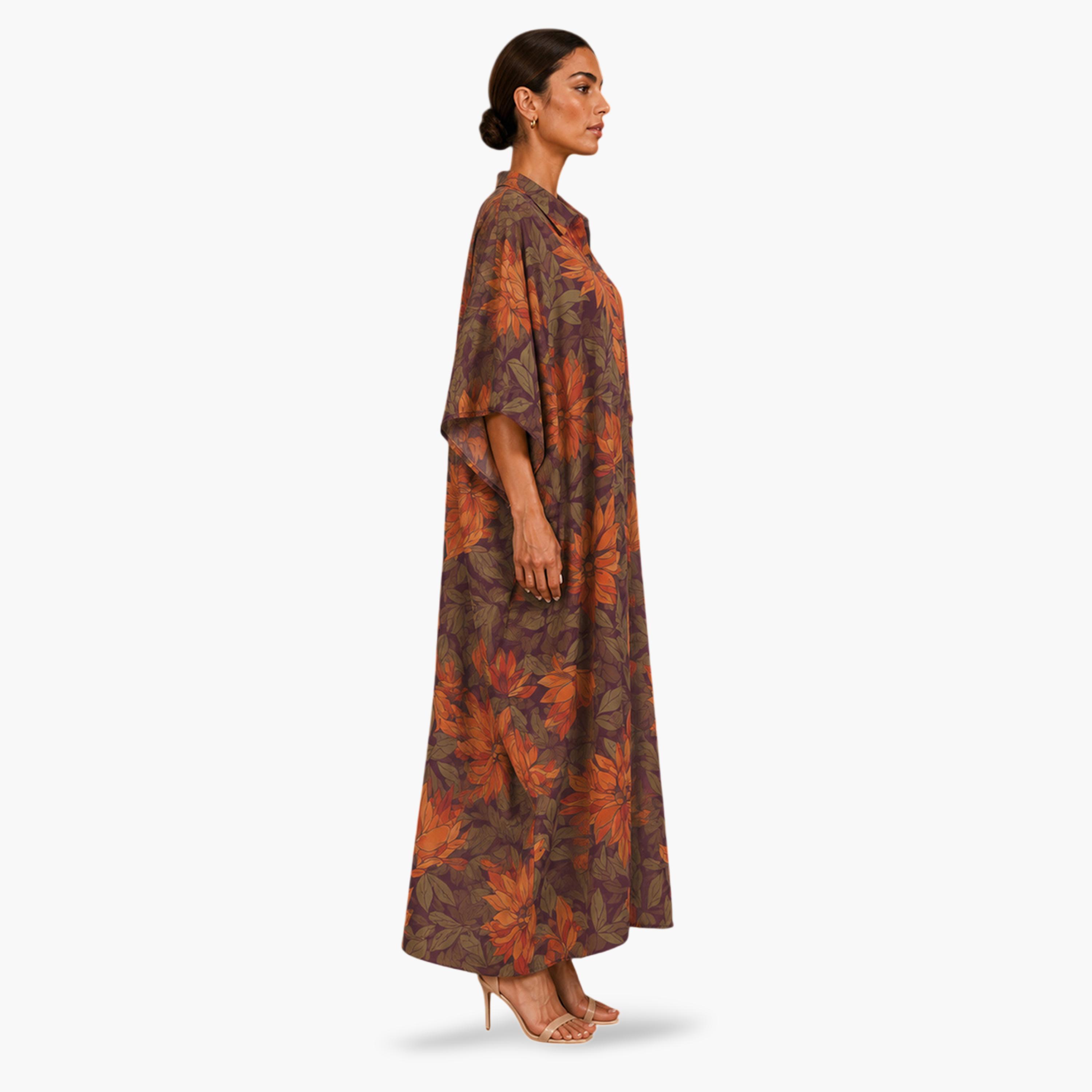 Take Two Multi-Color Floral Print Kaftan Maxi Dress-women-arabicclothing-kaftan-image-4