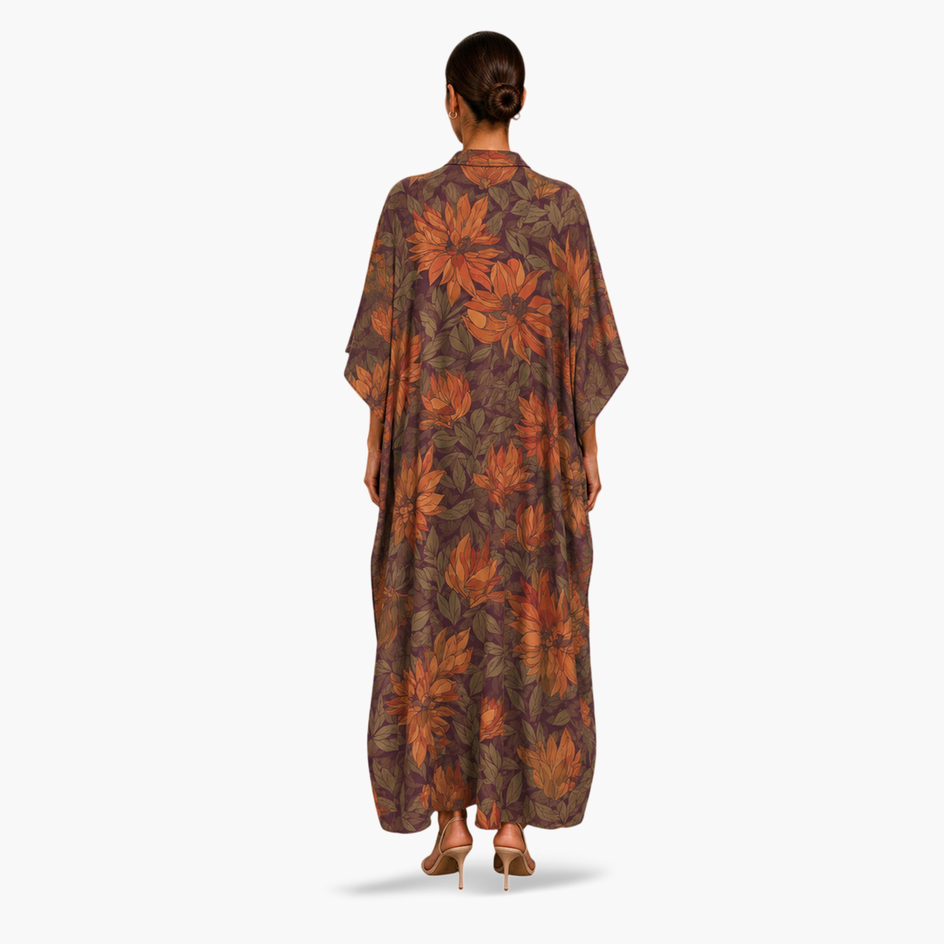Take Two Multi-Color Floral Print Kaftan Maxi Dress-women-arabicclothing-kaftan-image-5