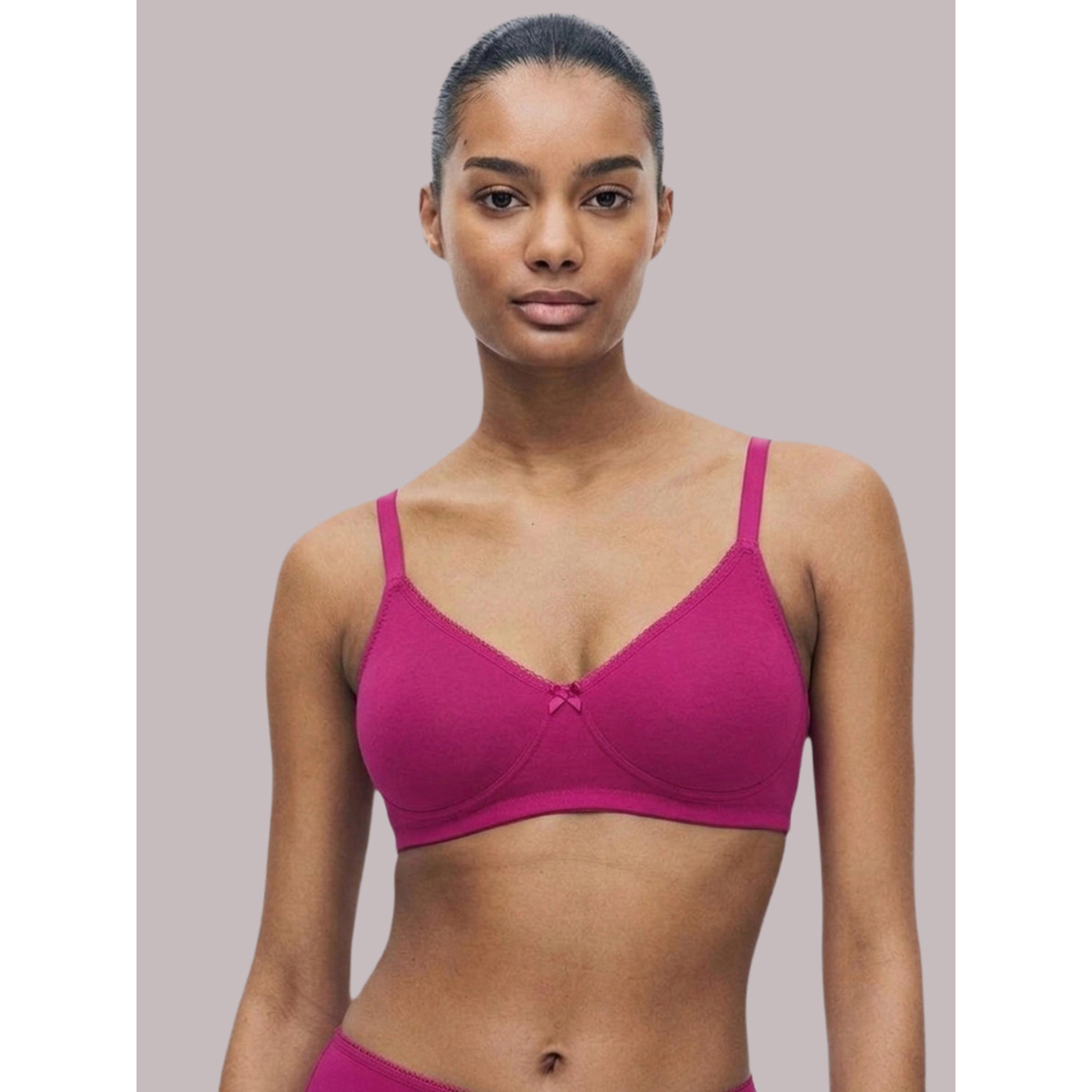 Eden X Styli Magenta Solid Cotton Non-Padded Comfort T-Shirt Bra-women-clothing-lingerie-bras-image-1