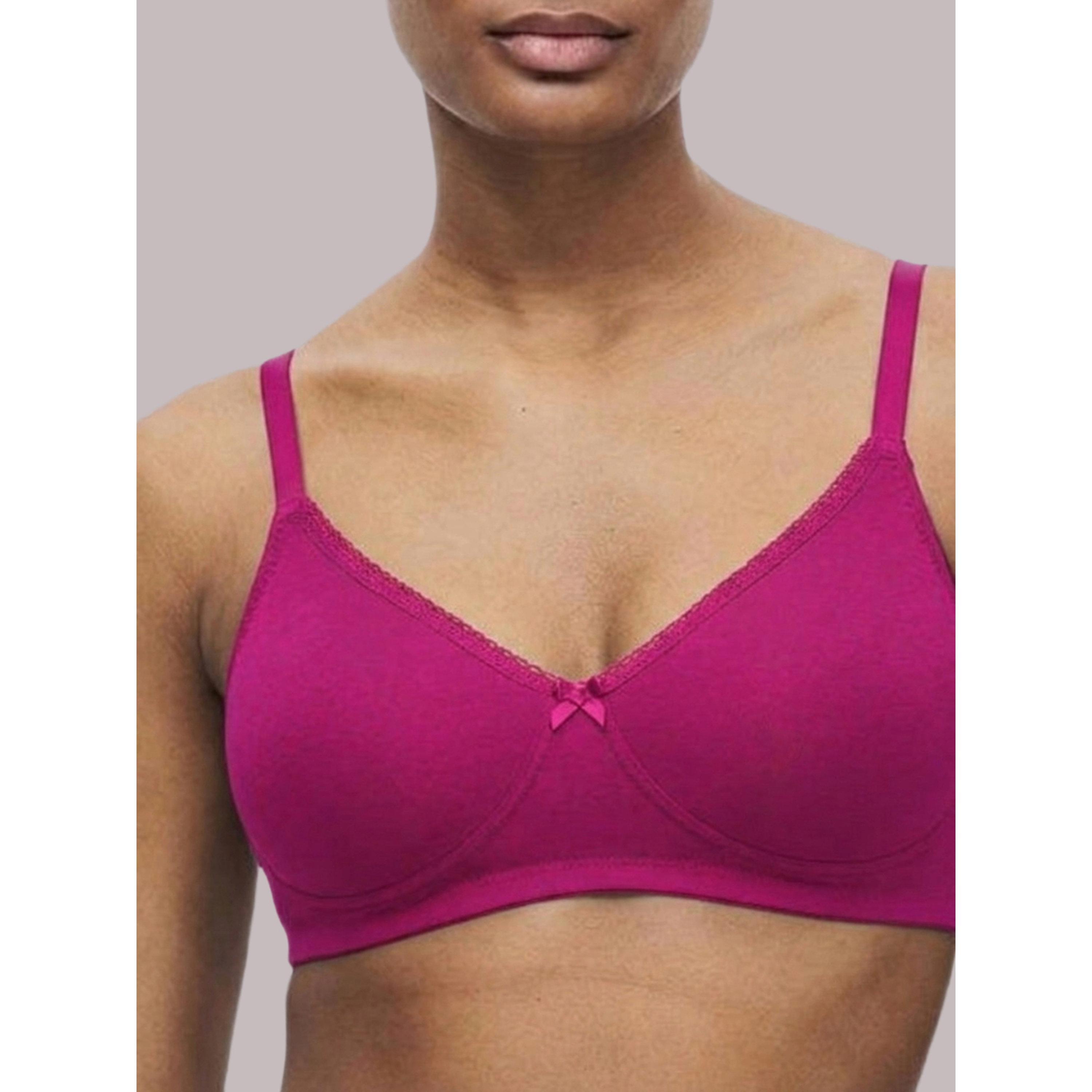 Eden X Styli Magenta Solid Cotton Non-Padded Comfort T-Shirt Bra-women-clothing-lingerie-bras-image-5