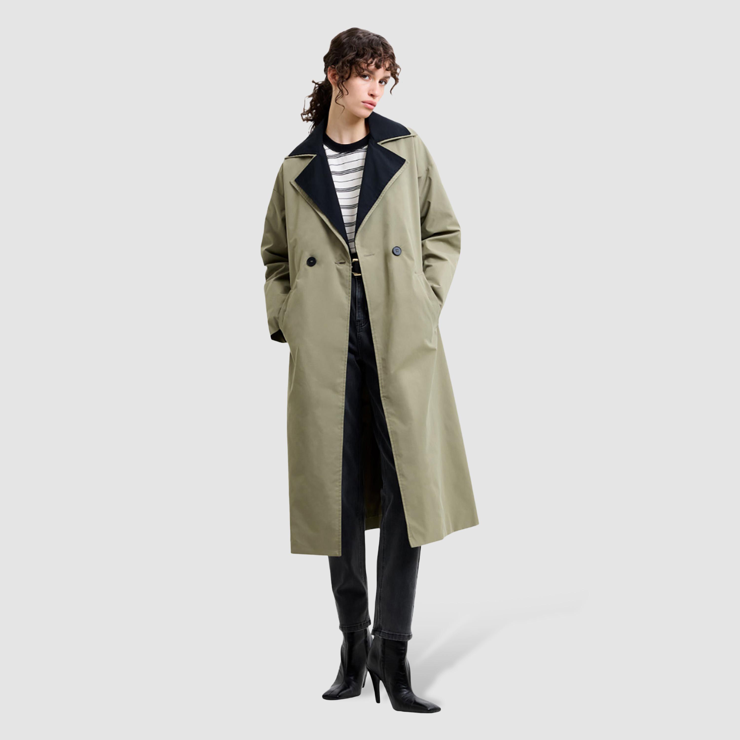 معطف خندق "ترنش كوت" نسائي لون أخضر من فرينش كونكشن-women-clothing-coatsandjackets-coats-image-1