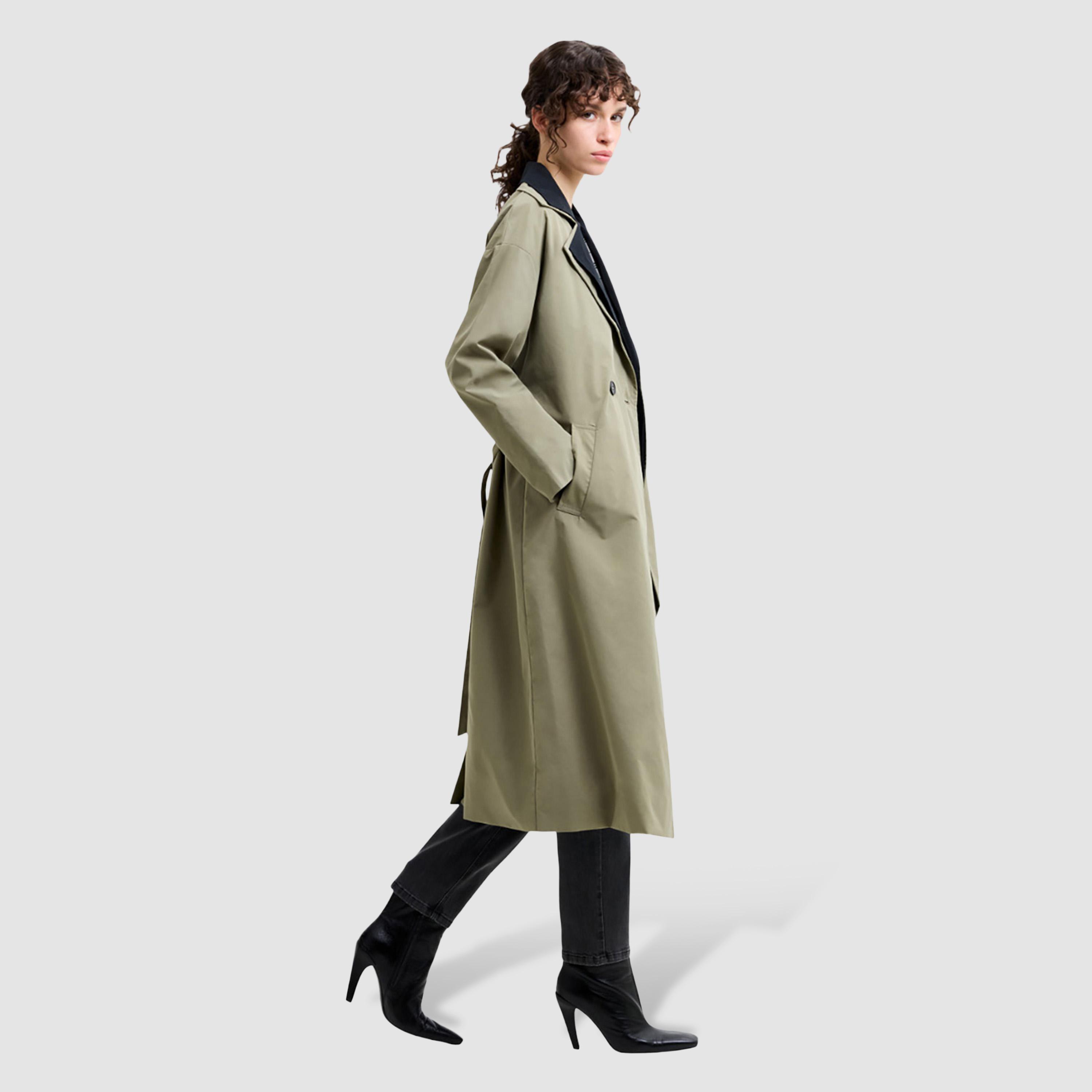 معطف خندق "ترنش كوت" نسائي لون أخضر من فرينش كونكشن-women-clothing-coatsandjackets-coats-image-2