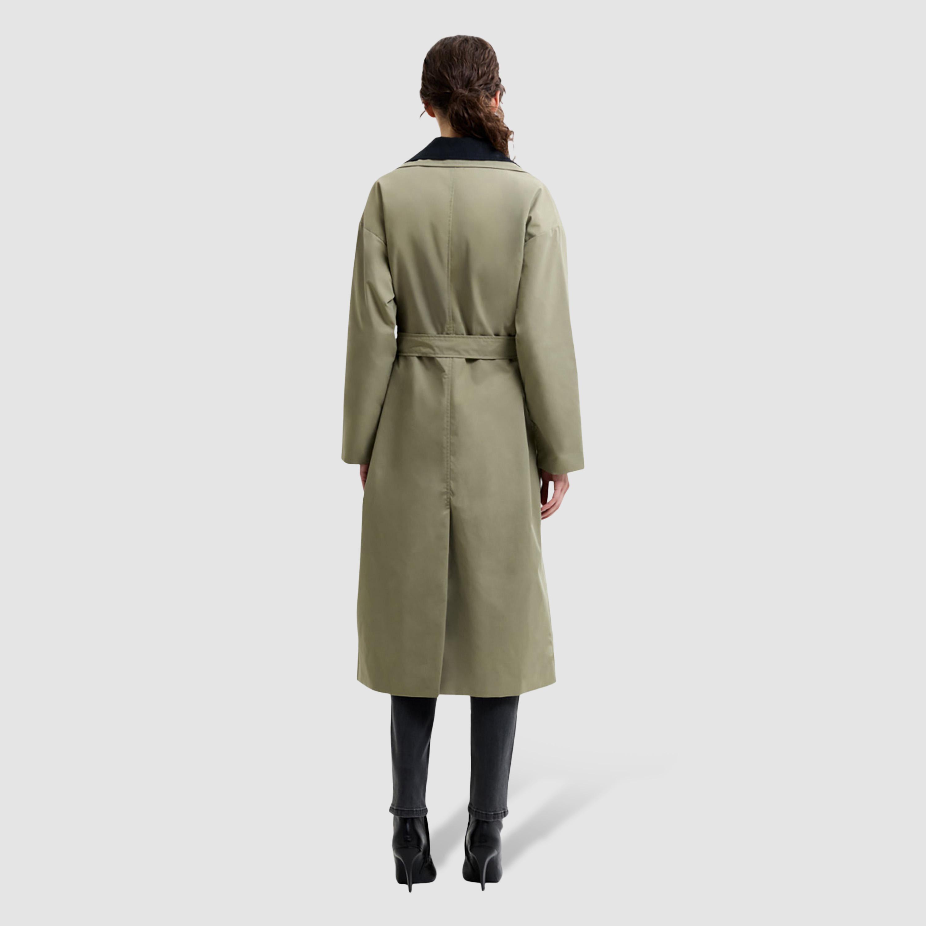 معطف خندق "ترنش كوت" نسائي لون أخضر من فرينش كونكشن-women-clothing-coatsandjackets-coats-image-3