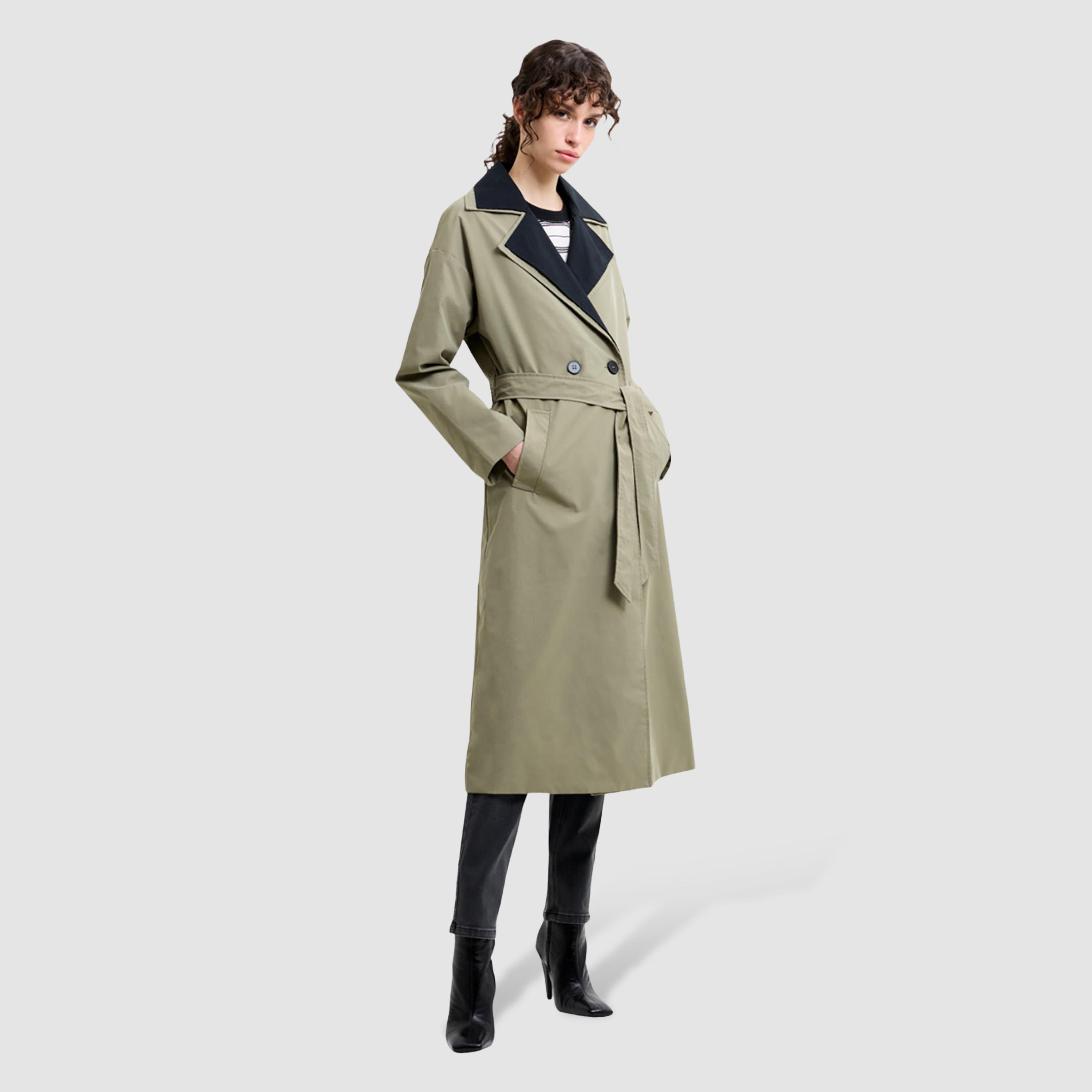 معطف خندق "ترنش كوت" نسائي لون أخضر من فرينش كونكشن-women-clothing-coatsandjackets-coats-image-4