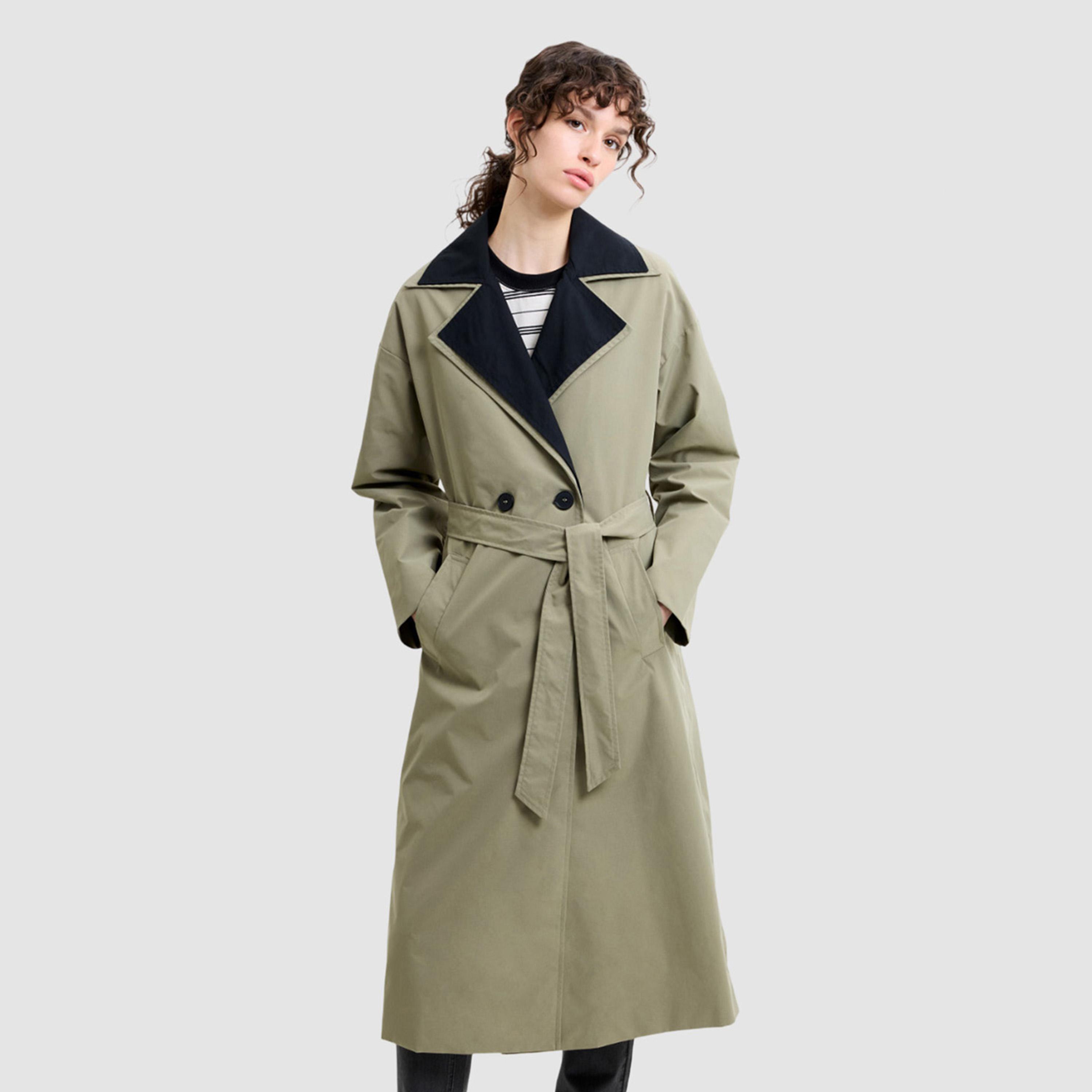 معطف خندق "ترنش كوت" نسائي لون أخضر من فرينش كونكشن-women-clothing-coatsandjackets-coats-image-5