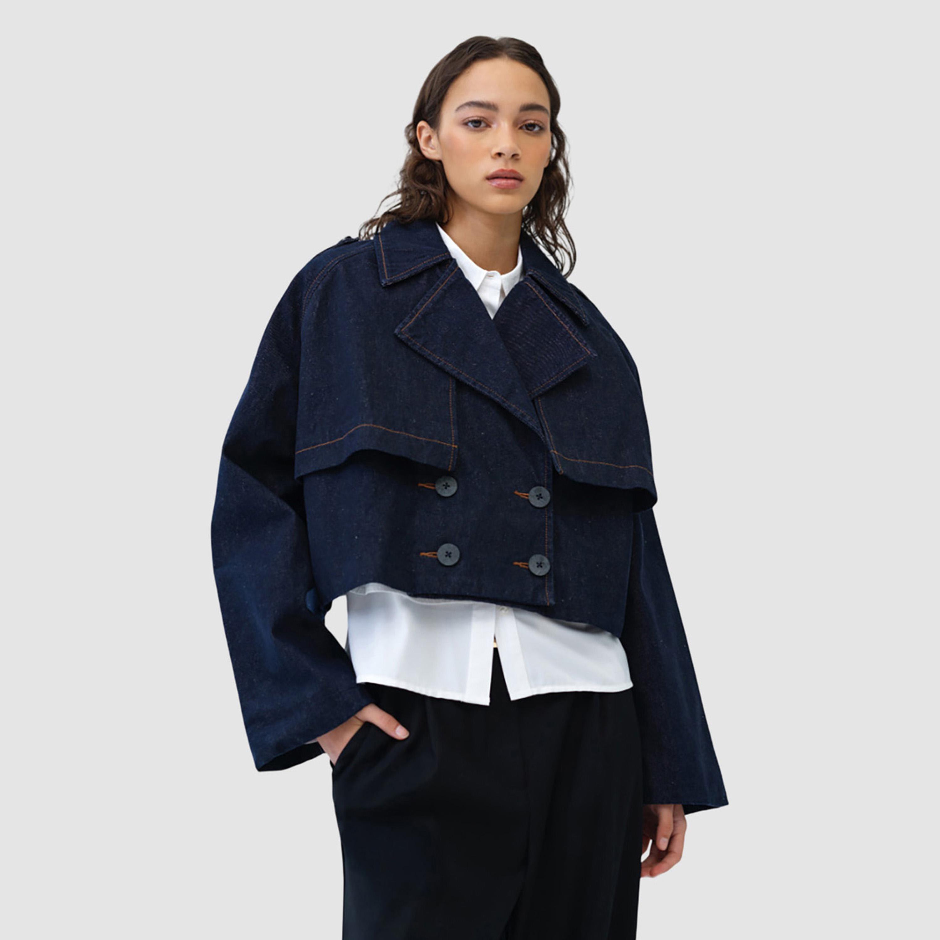 جاكيت نسائي قطن لون أزرق داكن من فرينش كونكشن-women-winterwear-coatsandjackets-jackets-image-1
