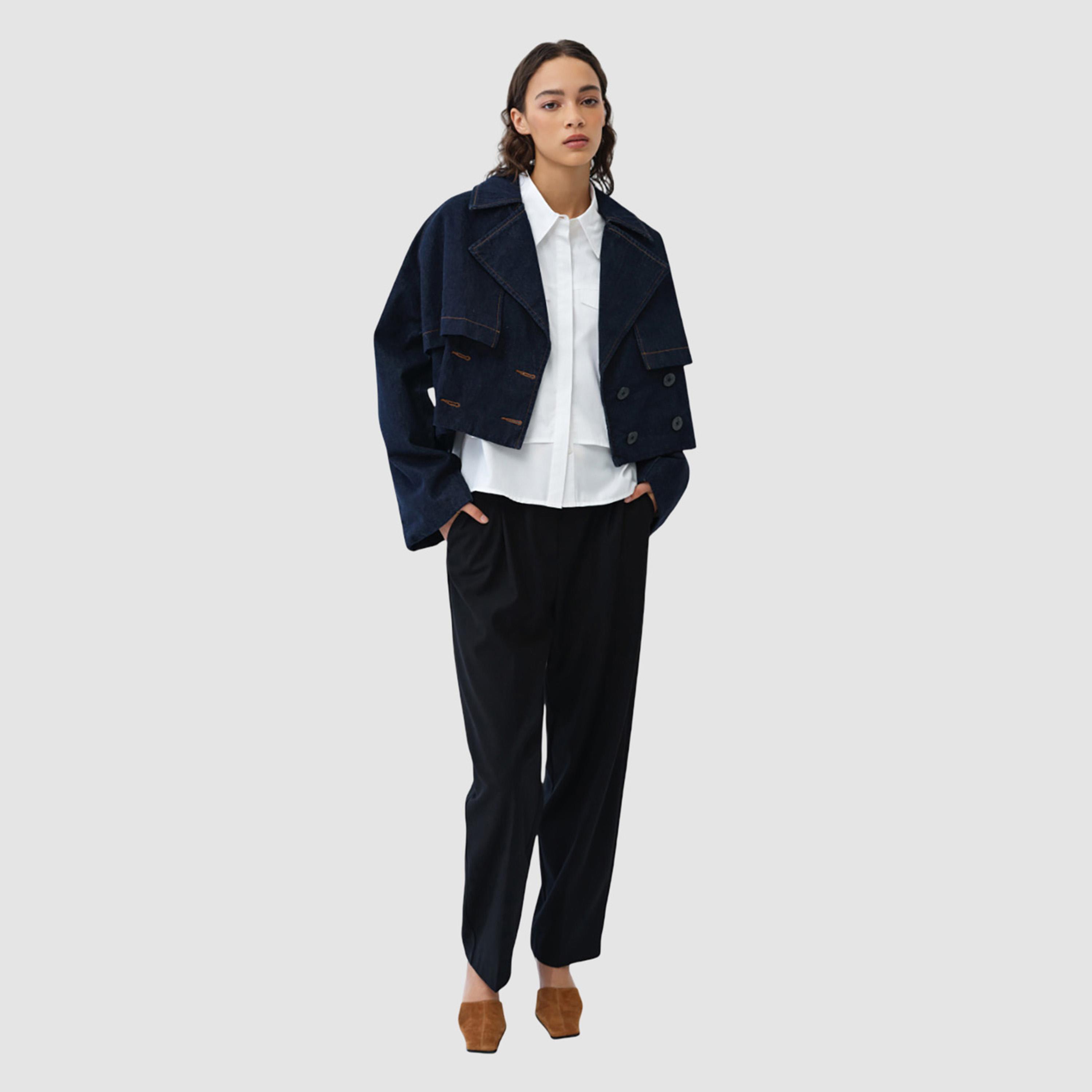 جاكيت نسائي قطن لون أزرق داكن من فرينش كونكشن-women-winterwear-coatsandjackets-jackets-image-2