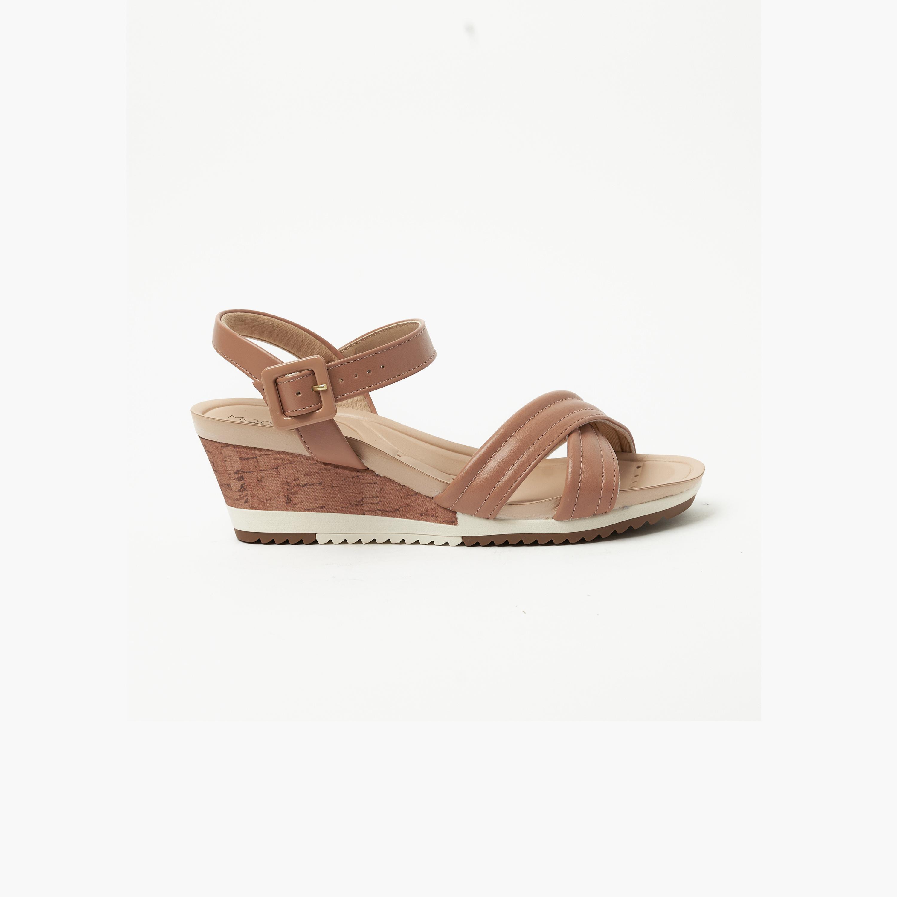 Modare by Geoomnii Women's Buckle Wedges | 7123-124-26525-52531          -women-shoes-heels-image-4