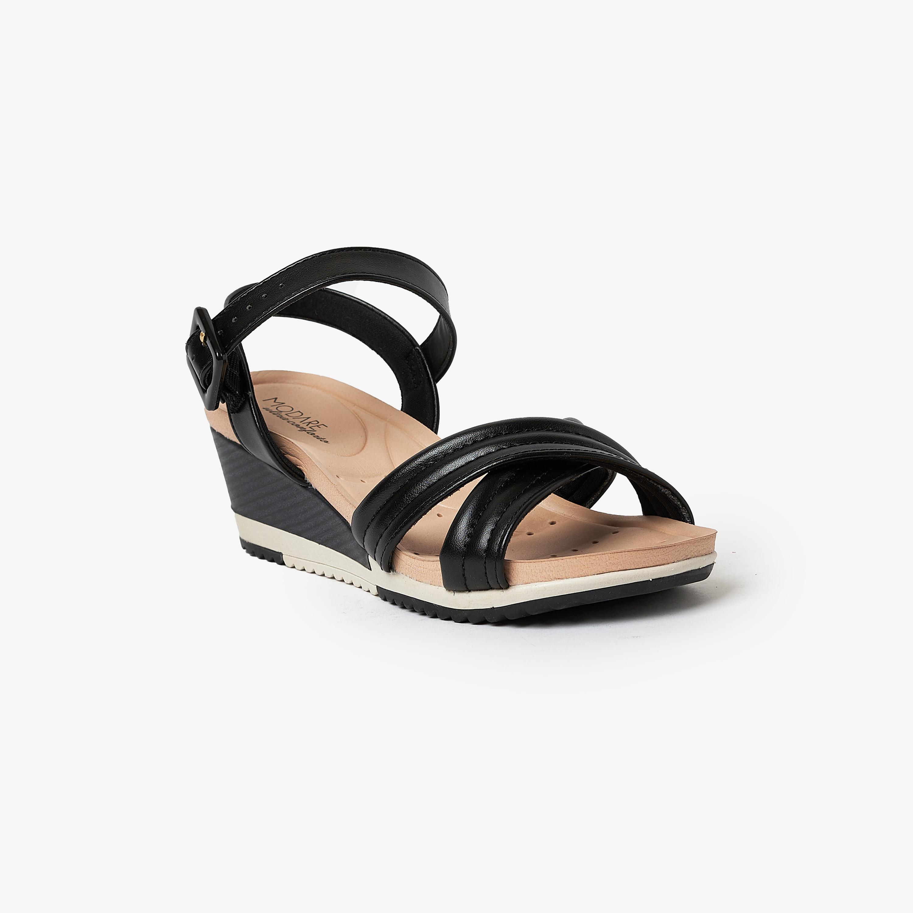 Modare by Geoomnii Women's Wedge Sandals with Sling Back | 7123-124-5536       -women-shoes-heels-image-1