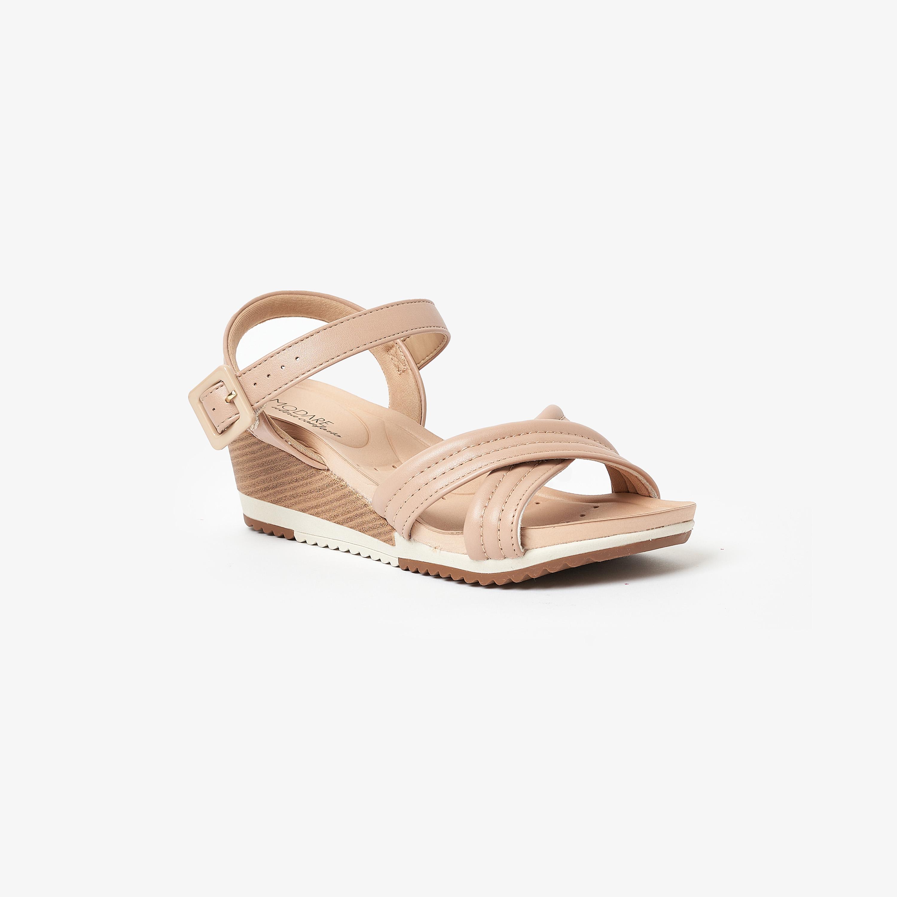 صندل ويدج نسائي من موداري بكعب عريض وحزام خلفي | 7123-124-5536-women-shoes-heels-image-1