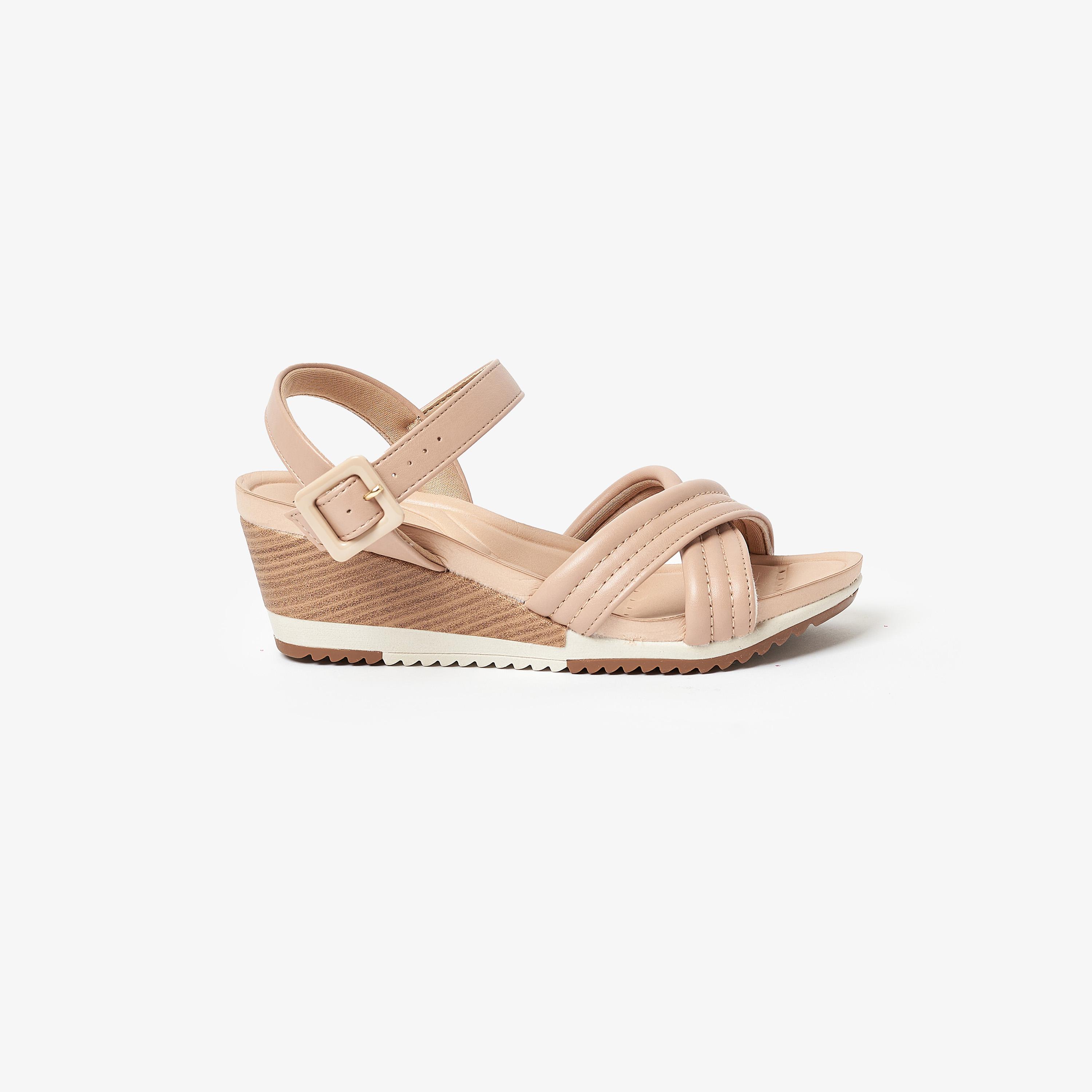 صندل ويدج نسائي من موداري بكعب عريض وحزام خلفي | 7123-124-5536-women-shoes-heels-image-2