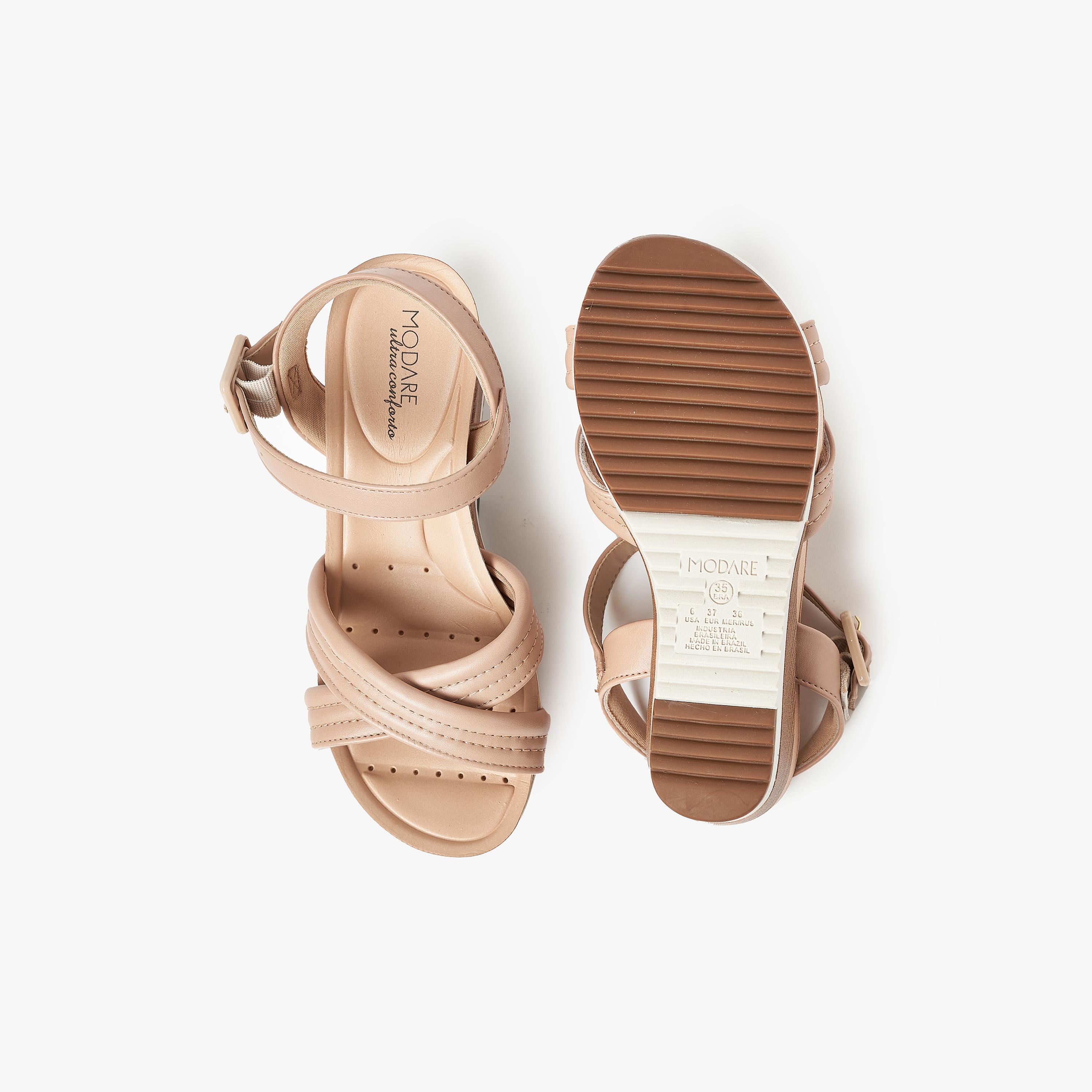 صندل ويدج نسائي من موداري بكعب عريض وحزام خلفي | 7123-124-5536-women-shoes-heels-image-4