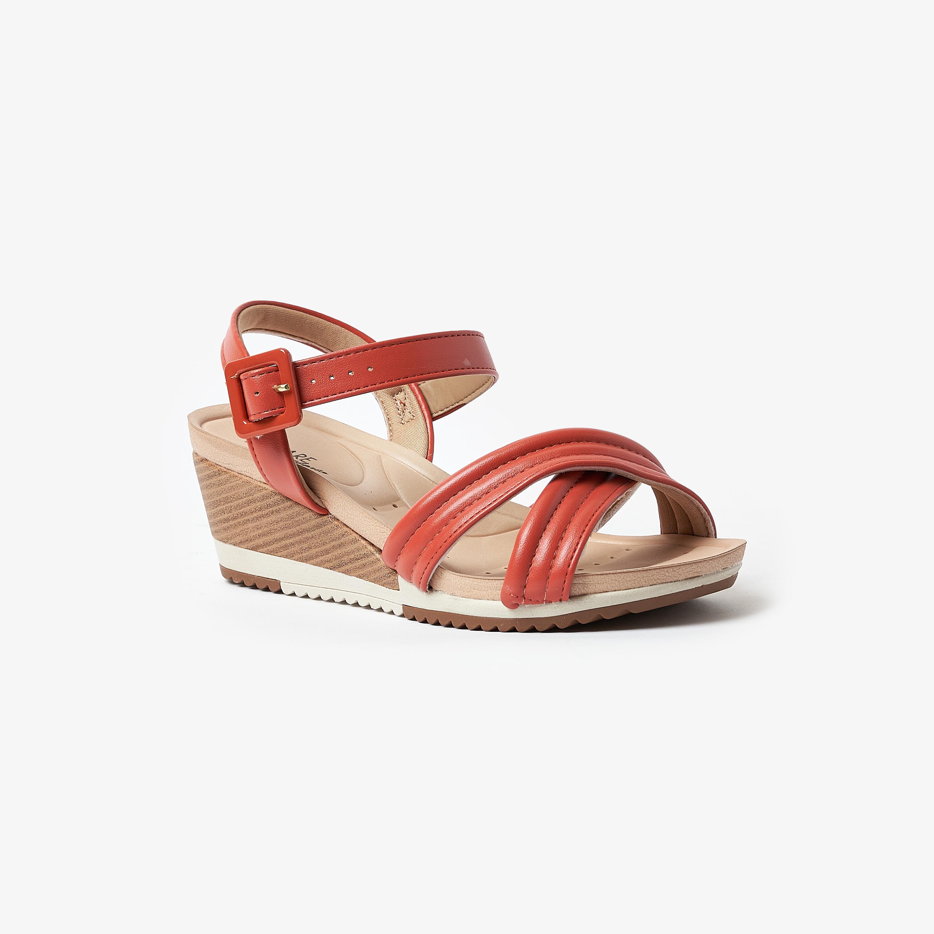 صندل ويدج نسائي من موداري بكعب عريض وحزام خلفي | 7123-124-5536-women-shoes-heels-image-1