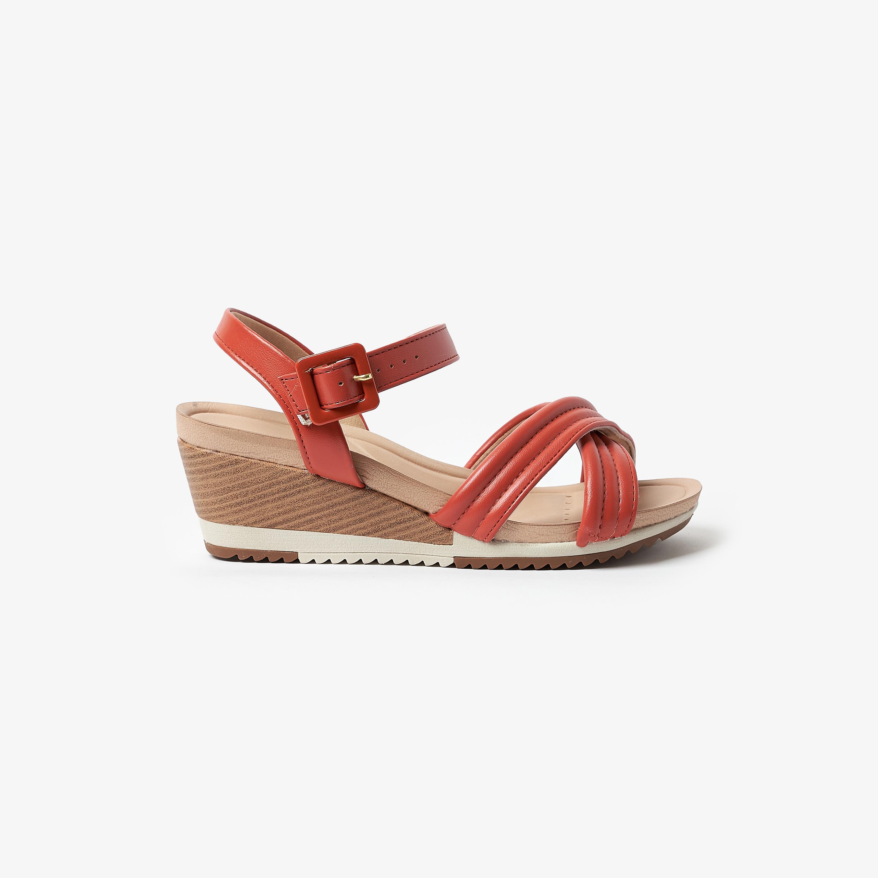 صندل ويدج نسائي من موداري بكعب عريض وحزام خلفي | 7123-124-5536-women-shoes-heels-image-2