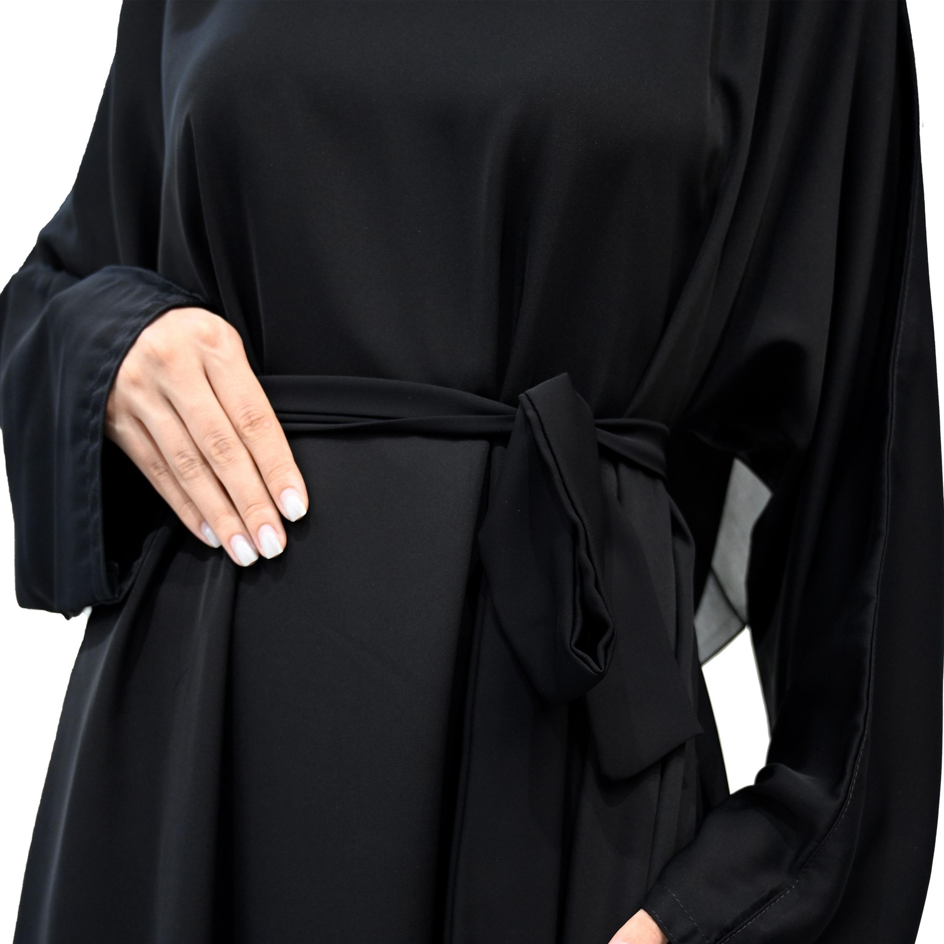 عباية نخبة سوداء فضفاضة تأتي مع حجاب وحزام-women-arabicclothing-abayas-image-2