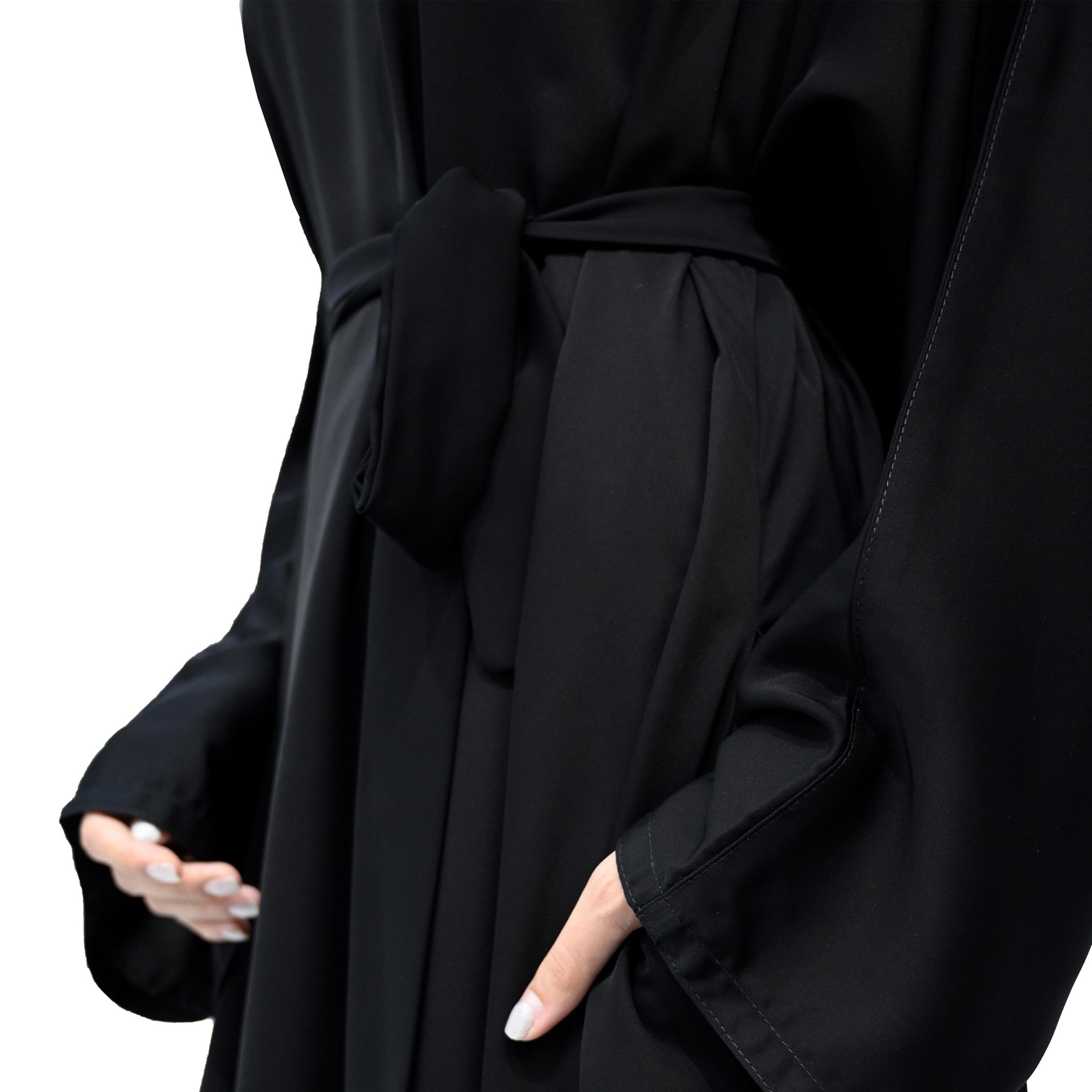 عباية نخبة سوداء فضفاضة تأتي مع حجاب وحزام-women-arabicclothing-abayas-image-3