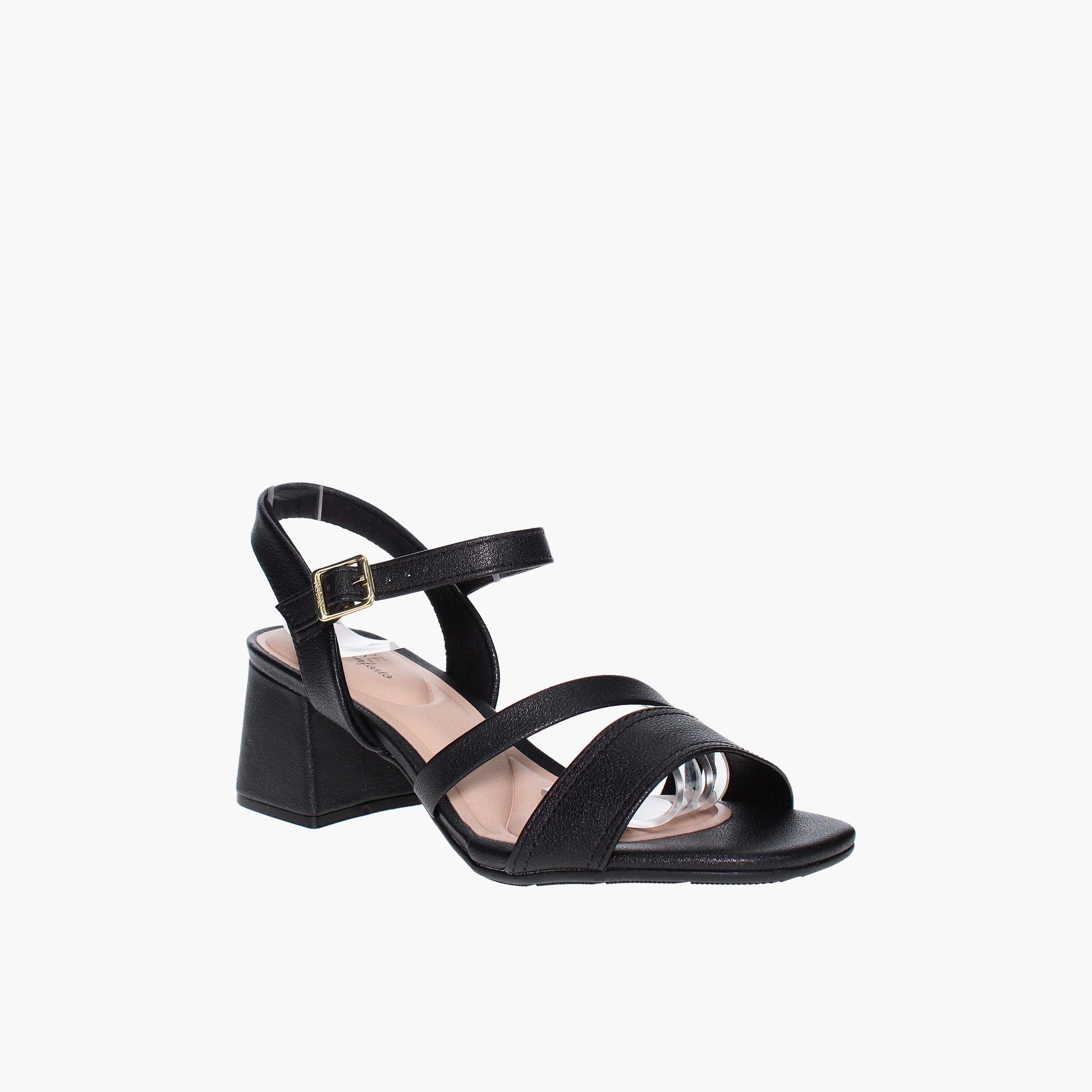 مودير - حذاء نسائي كعب عريض وحزام بمشبك | 7172-101-21736-15745-women-shoes-sandals-heeled-image-1