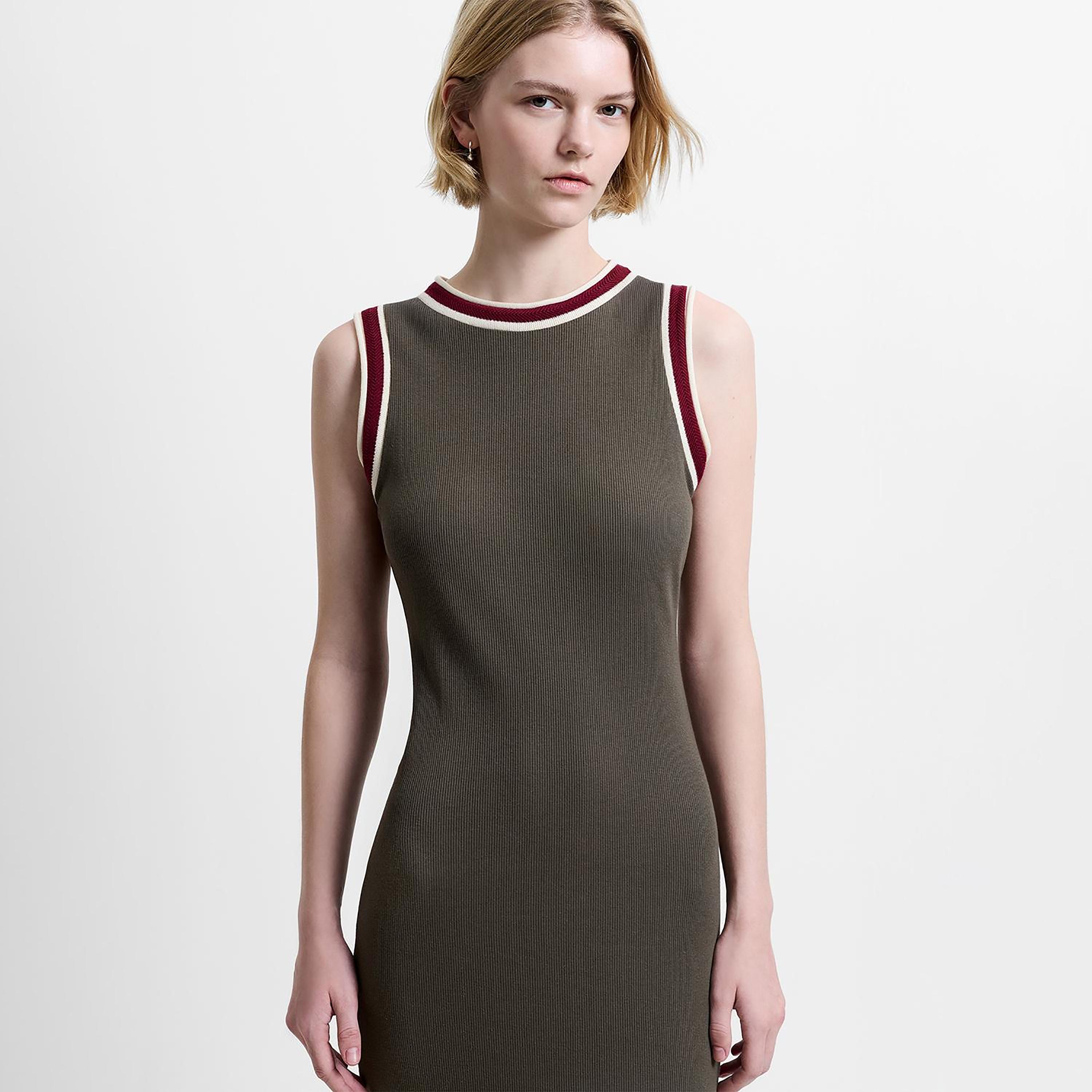 French Connection Green Ribbed Column Women's Midi Dress-women-clothing-dresses-image-2