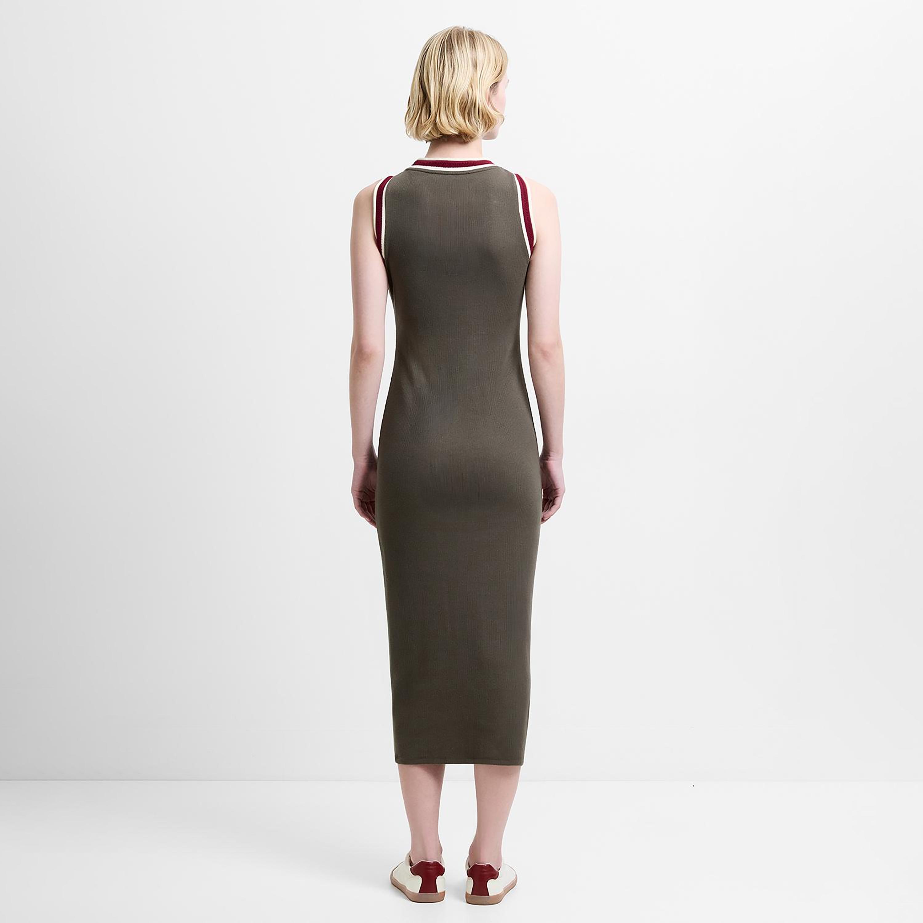 French Connection Green Ribbed Column Women's Midi Dress-women-clothing-dresses-image-4