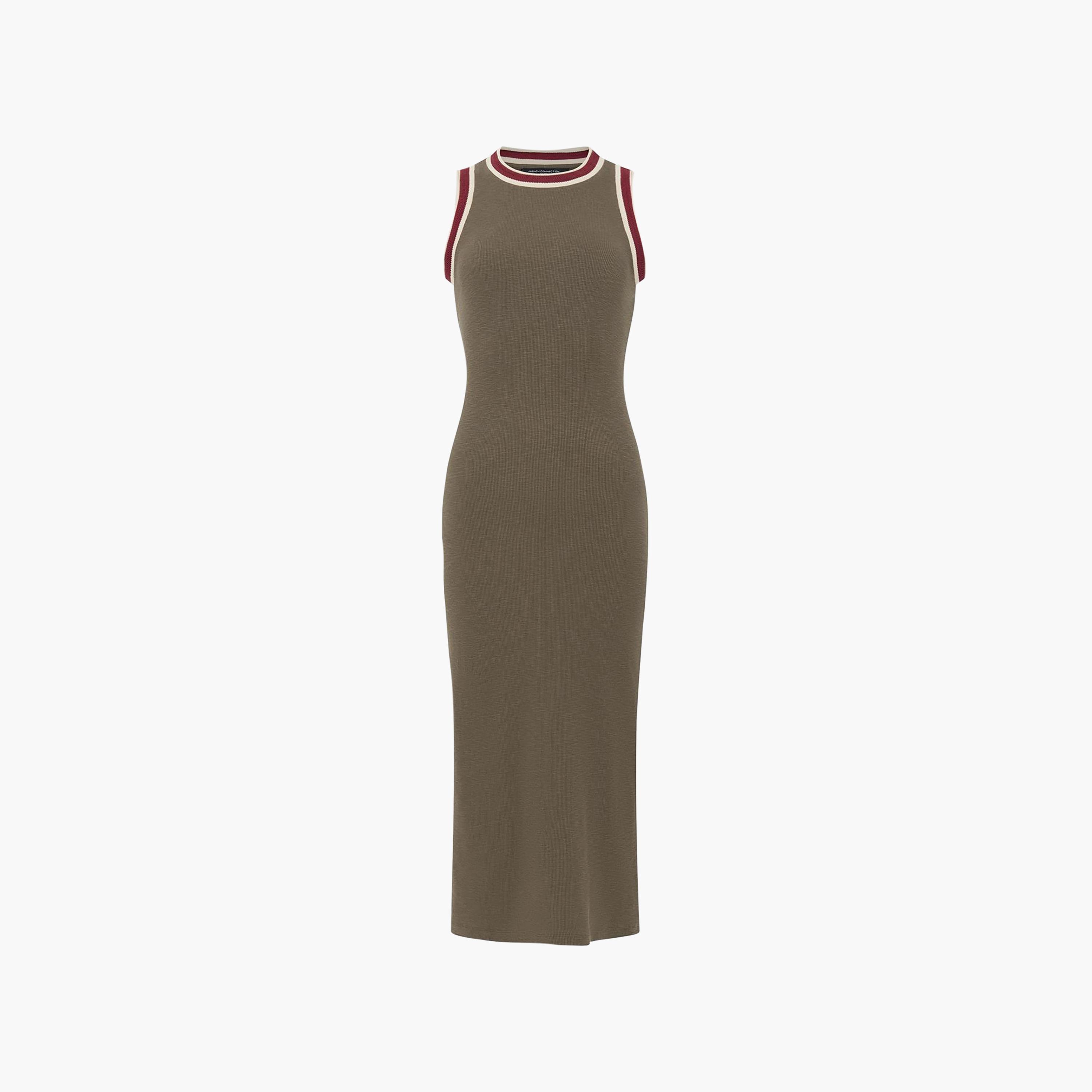 French Connection Green Ribbed Column Women's Midi Dress-women-clothing-dresses-image-8