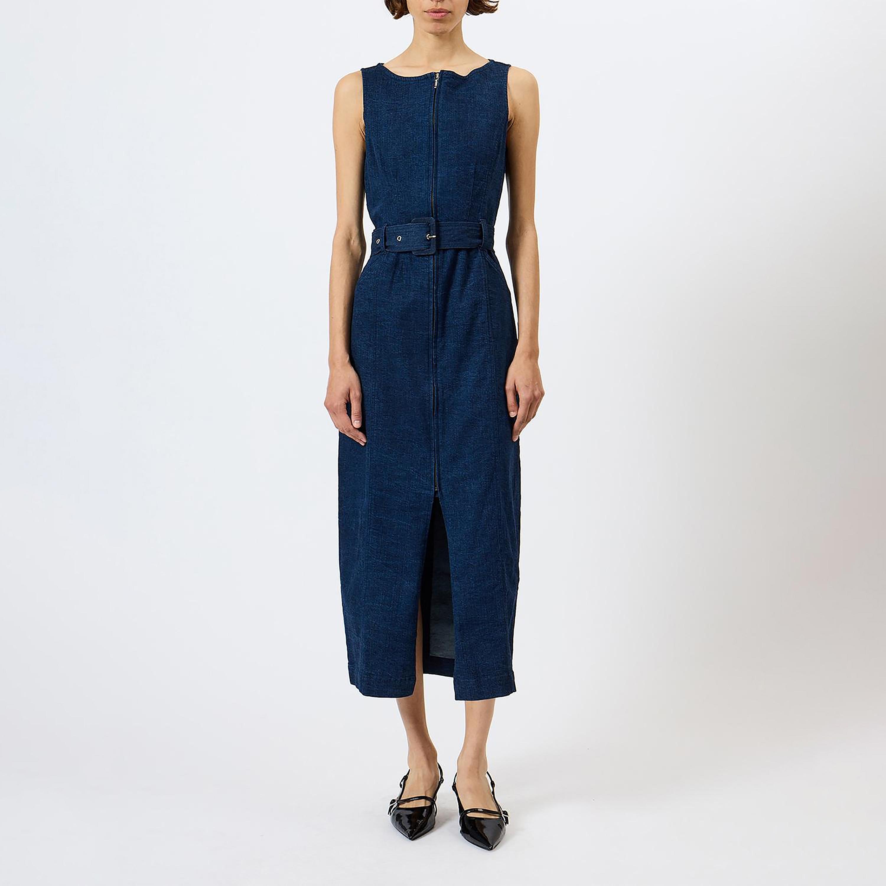 French Connection Blue Cotton Column Women's Midi Dress-women-clothing-dresses-image-5