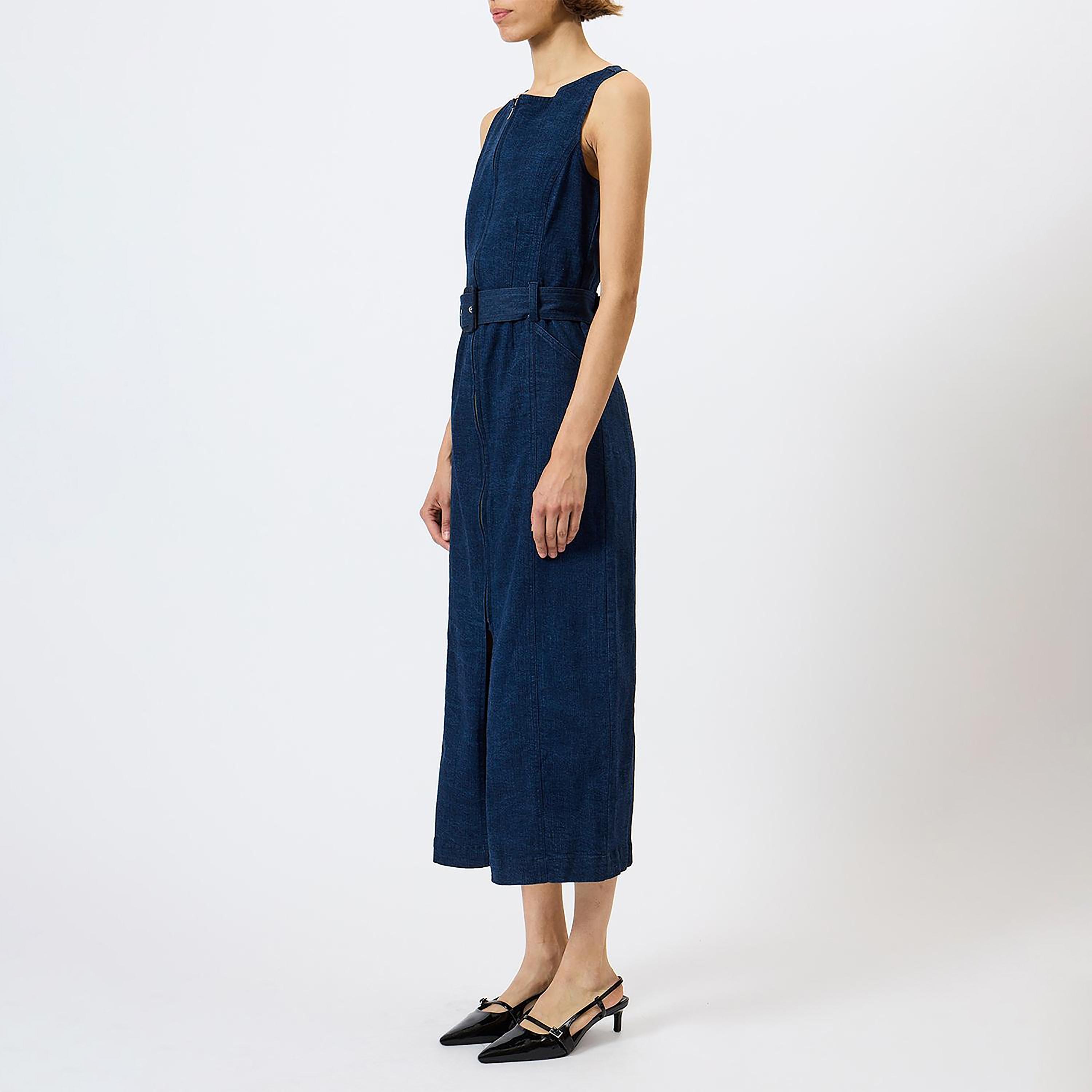 French Connection Blue Cotton Column Women's Midi Dress-women-clothing-dresses-image-6