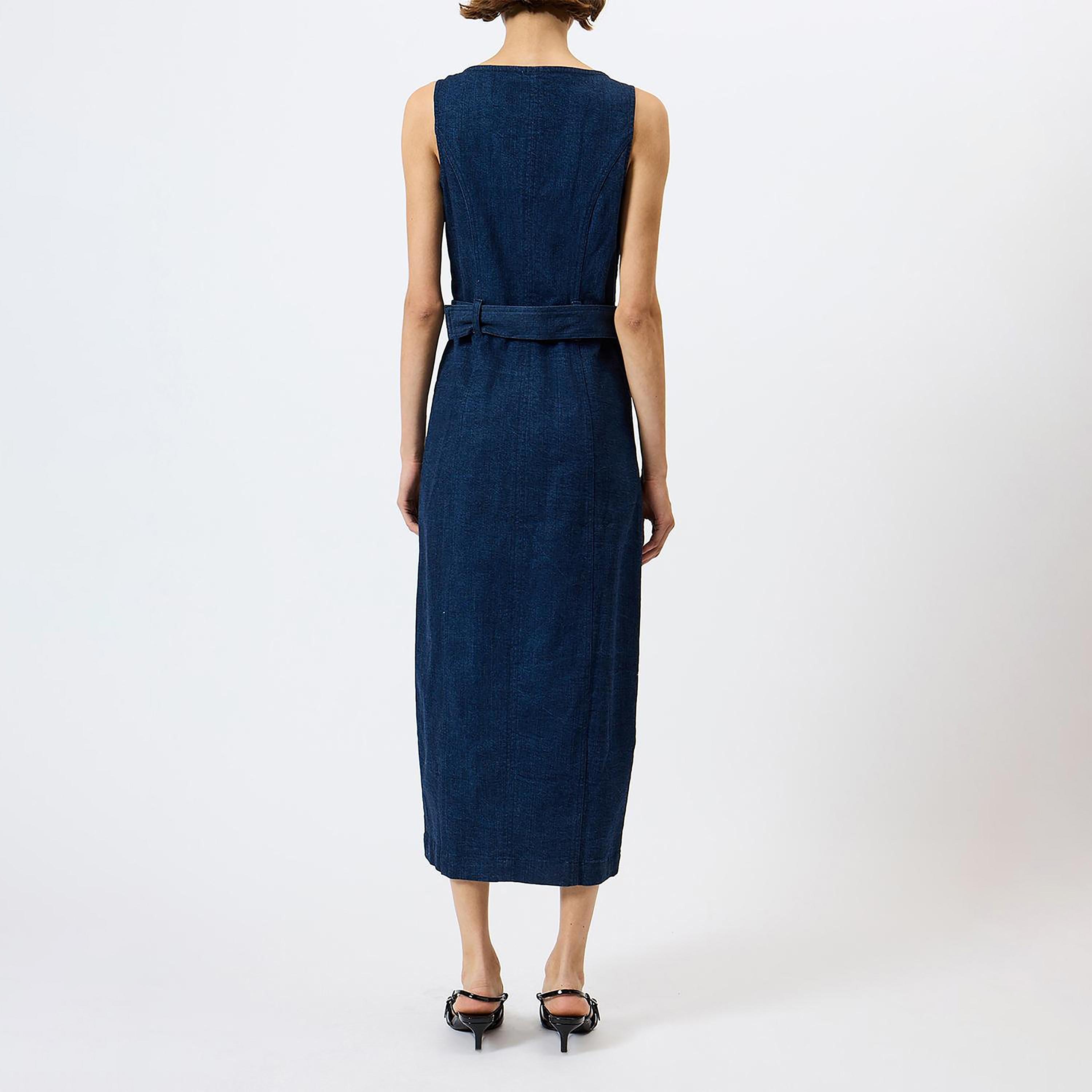 French Connection Blue Cotton Column Women's Midi Dress-women-clothing-dresses-image-7