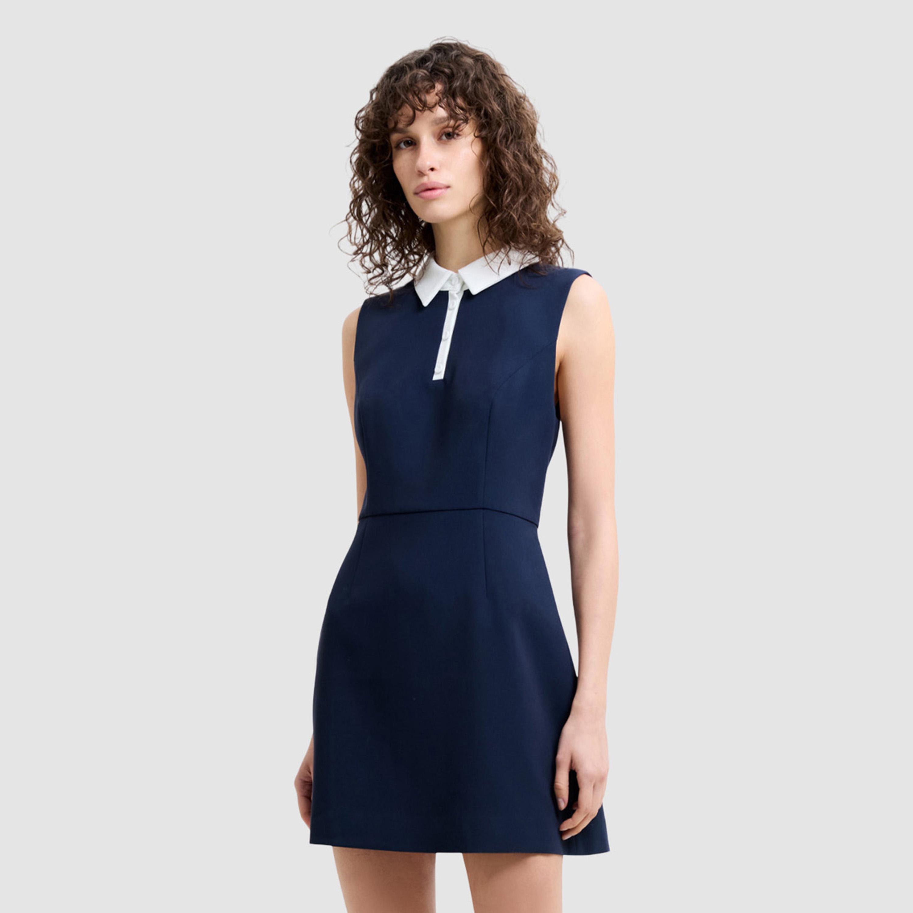 فستان نسائي قصة "شيث" بياقة لون أزرق داكن من فرينش كونكشن-women-clothing-dresses-image-4