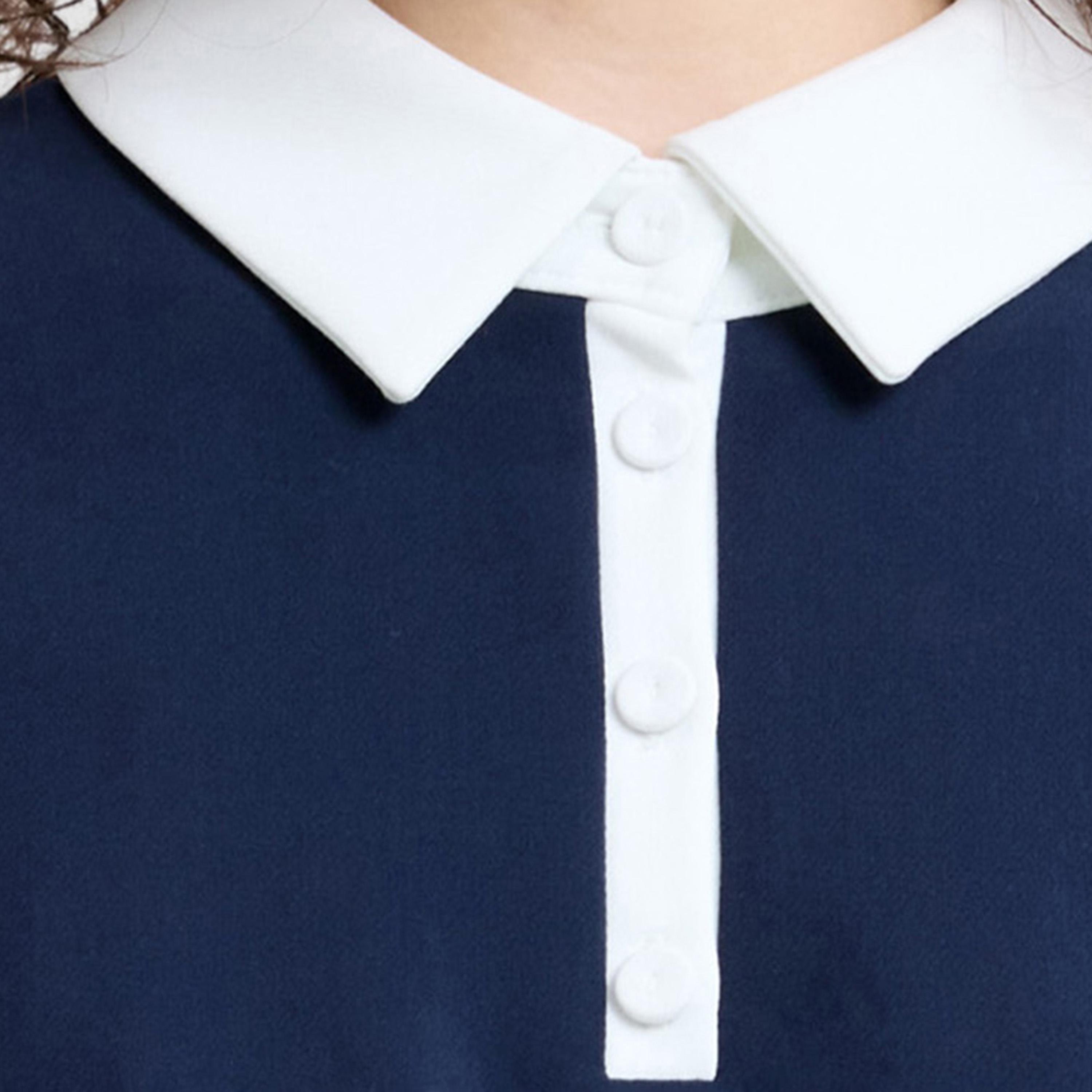 فستان نسائي قصة "شيث" بياقة لون أزرق داكن من فرينش كونكشن-women-clothing-dresses-image-5