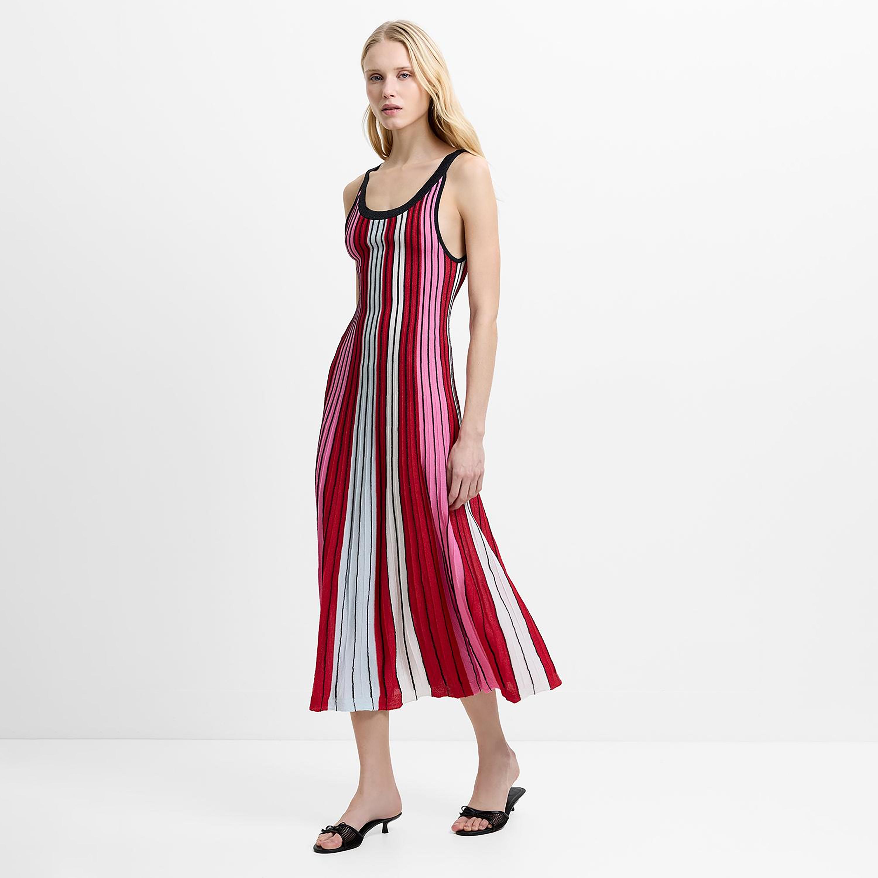 French Connection Multicolour Striped Scoop Neck Women's Midi Dress-women-clothing-dresses-image-2