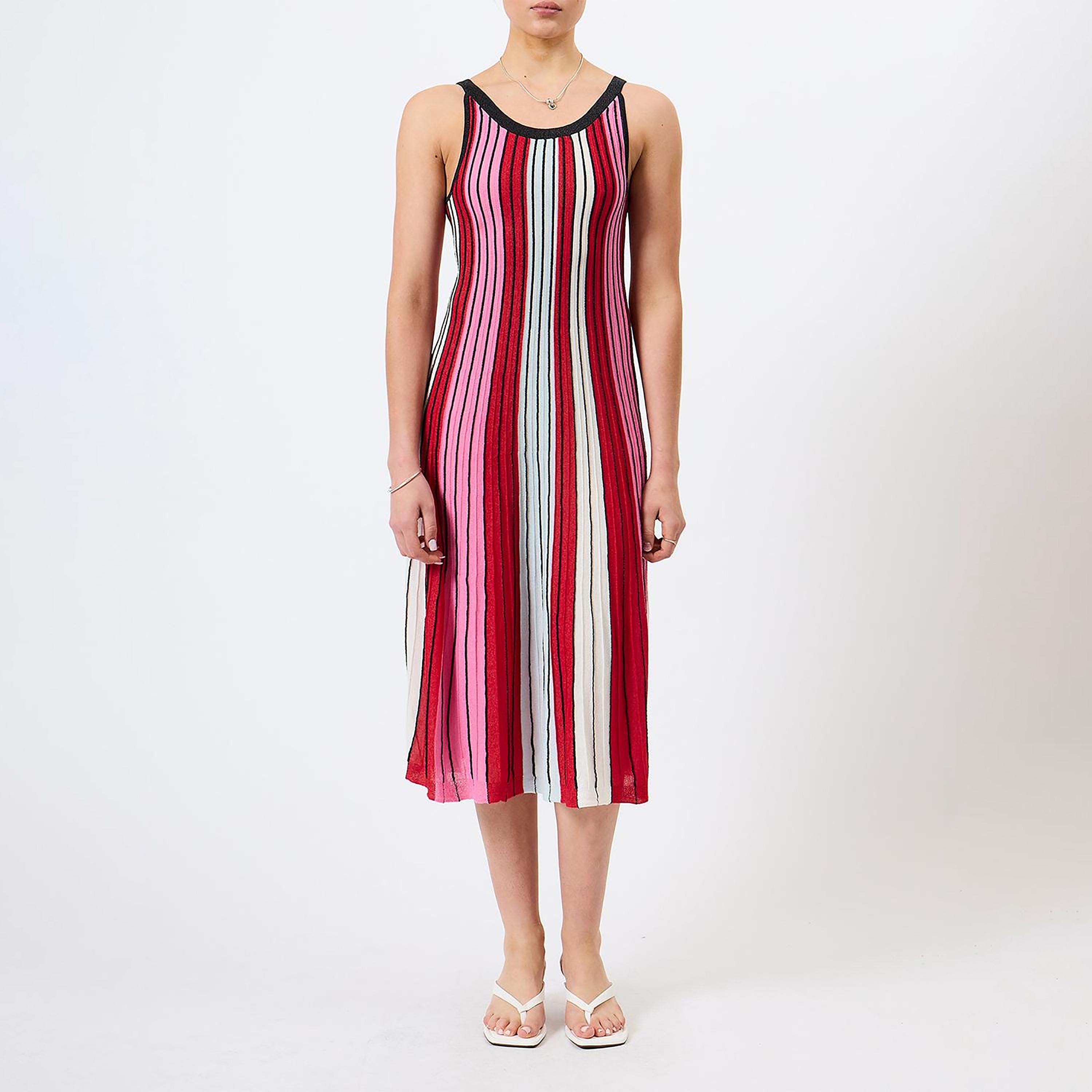 French Connection Multicolour Striped Scoop Neck Women's Midi Dress-women-clothing-dresses-image-5