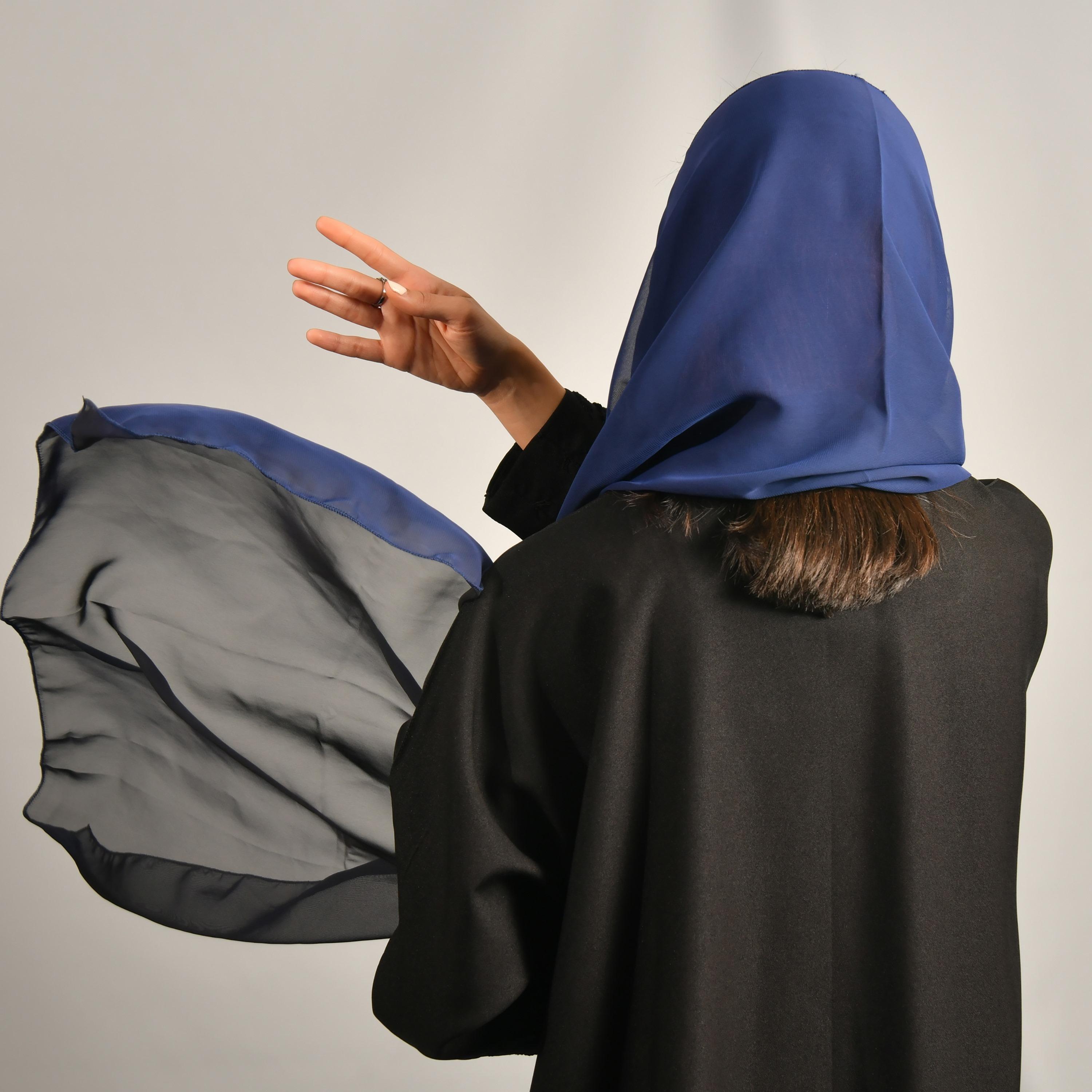 Hawraa Blue Plain Double Face Hijab-women-arabicclothing-headscarf-hijab-image-3