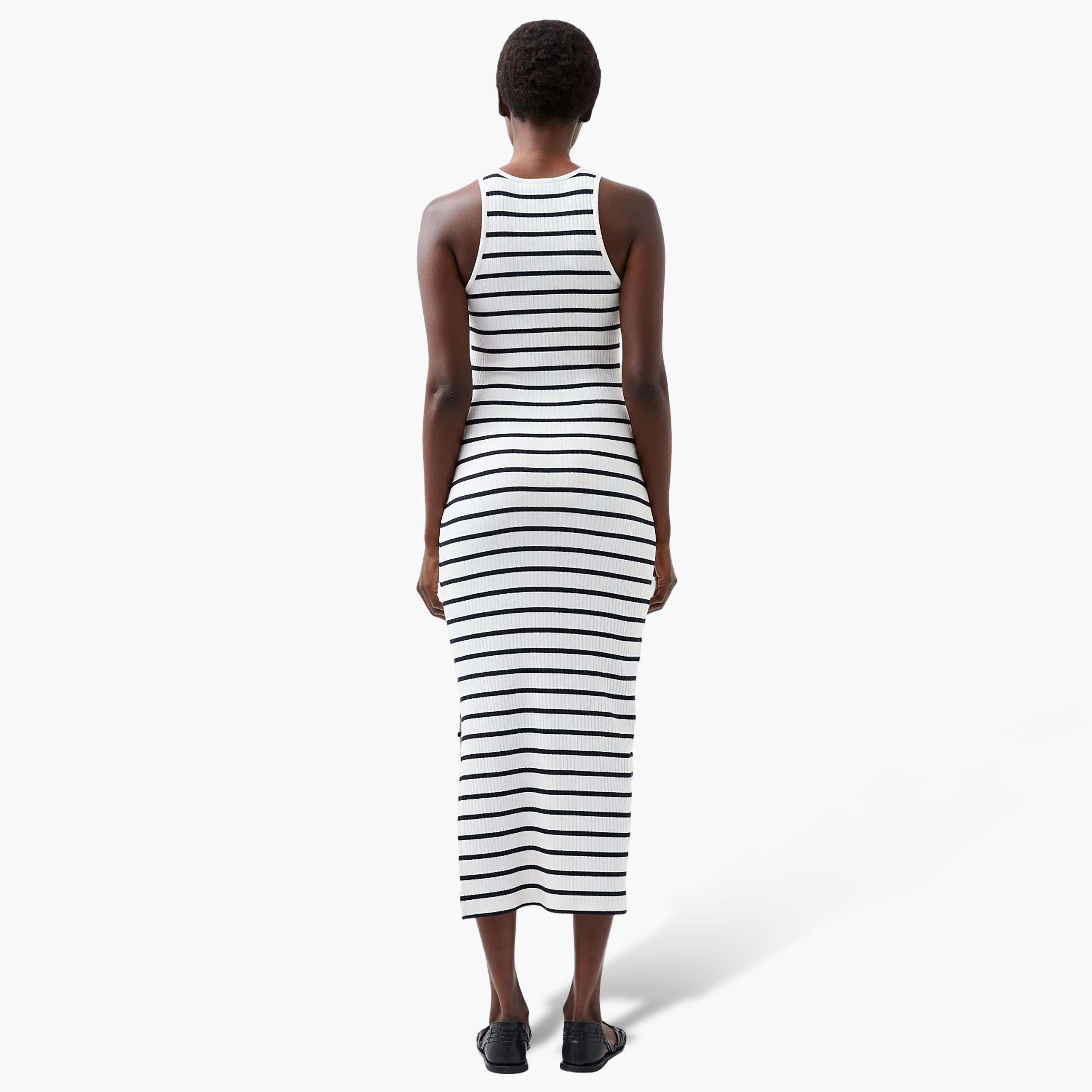 فستان ميدي حريمي بقصة مستقيمة (كولوم) ومخطط باللون الأبيض من فرينش كونكشن-women-clothing-dresses-image-2