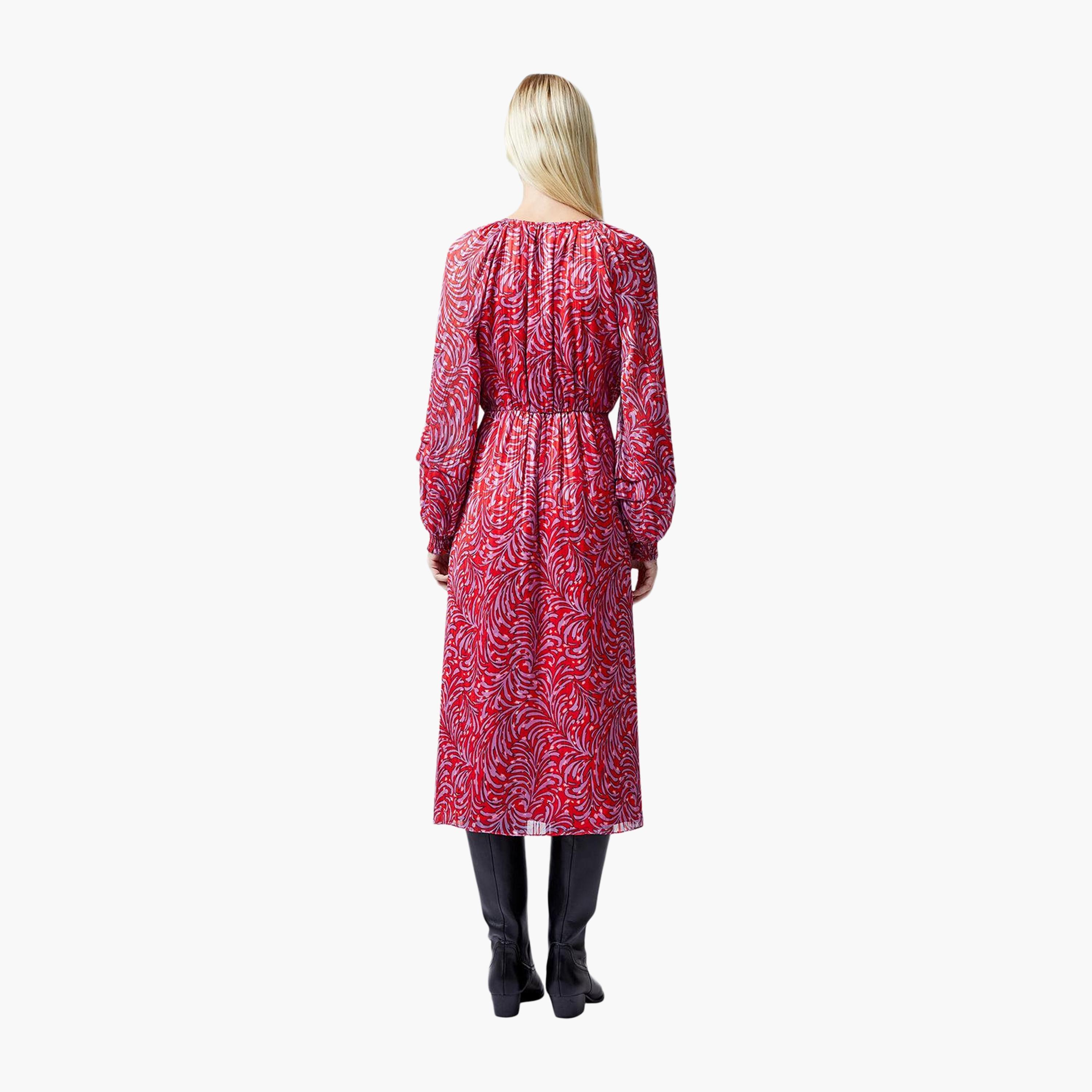French Connection Multicolour Printed Bishop Sleeves Women's Midi Dress-women-clothing-dresses-image-3