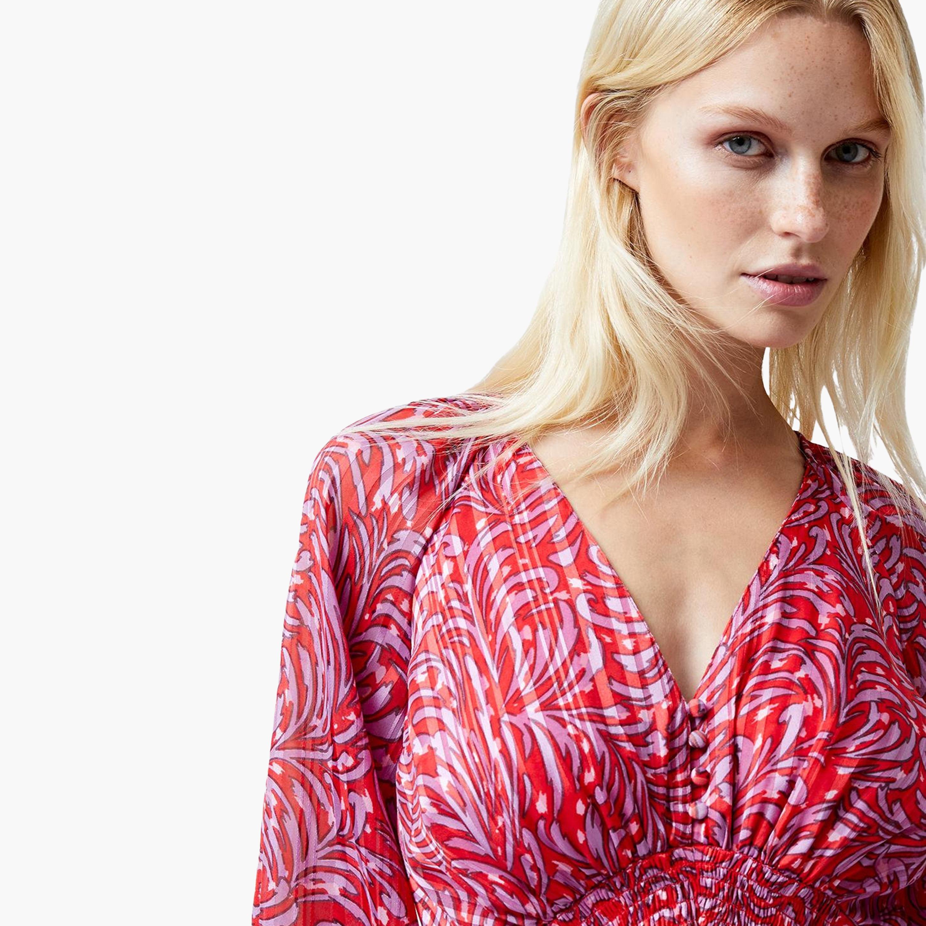 French Connection Multicolour Printed Bishop Sleeves Women's Midi Dress-women-clothing-dresses-image-4