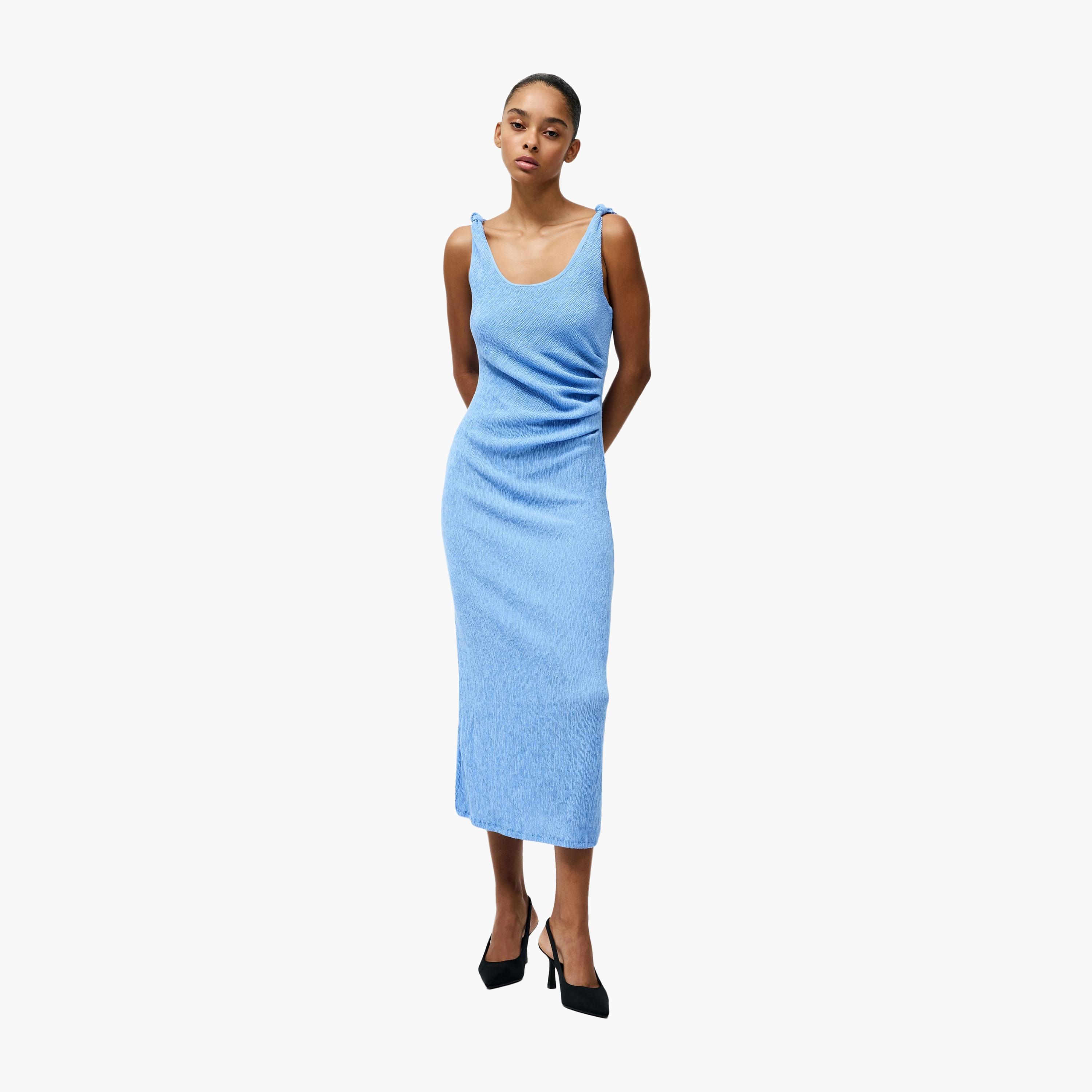 فستان ميدي نسائي أزرق اللون بفتحة جانبية من فرينش كونيكشن-women-clothing-dresses-image-1
