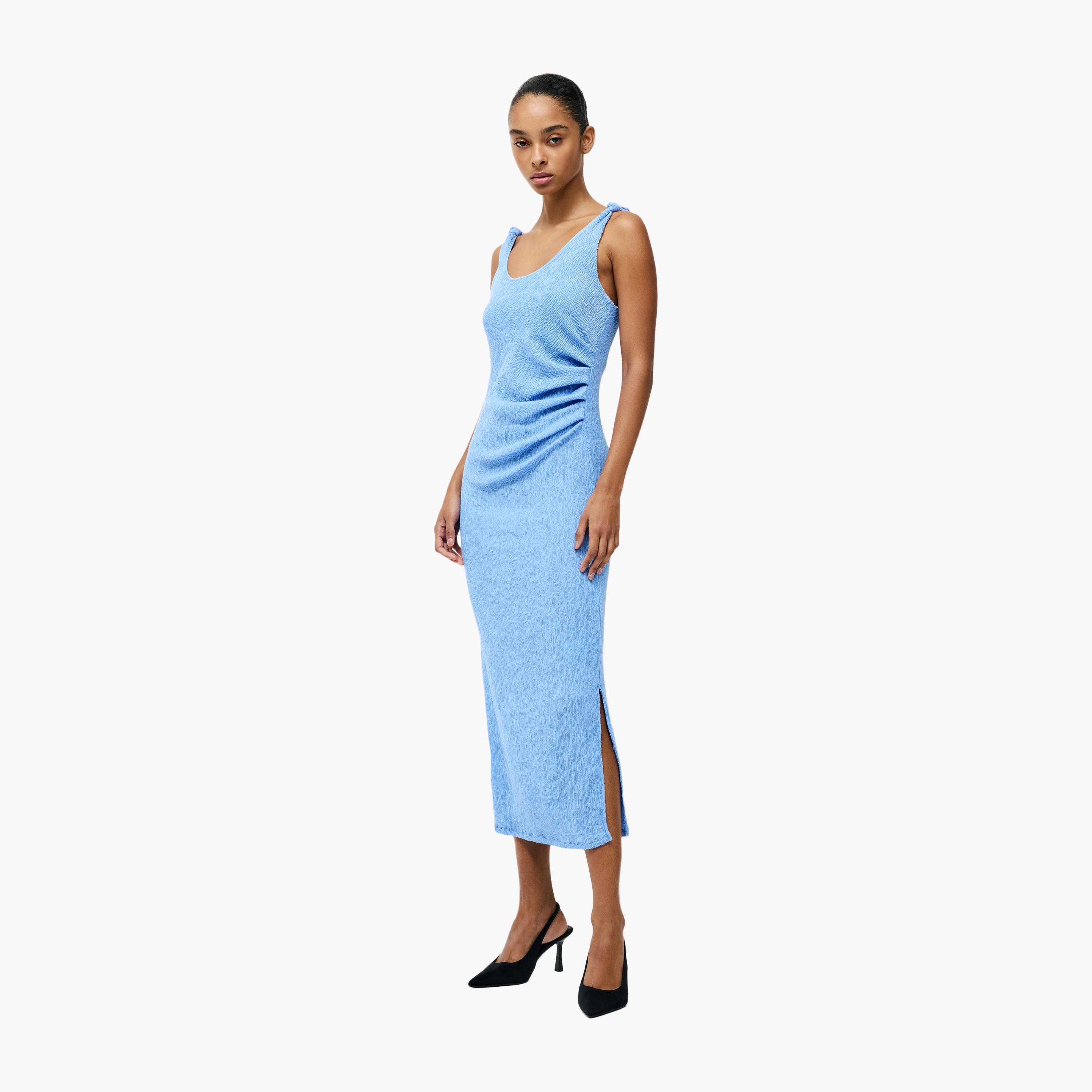 فستان ميدي نسائي أزرق اللون بفتحة جانبية من فرينش كونيكشن-women-clothing-dresses-image-2
