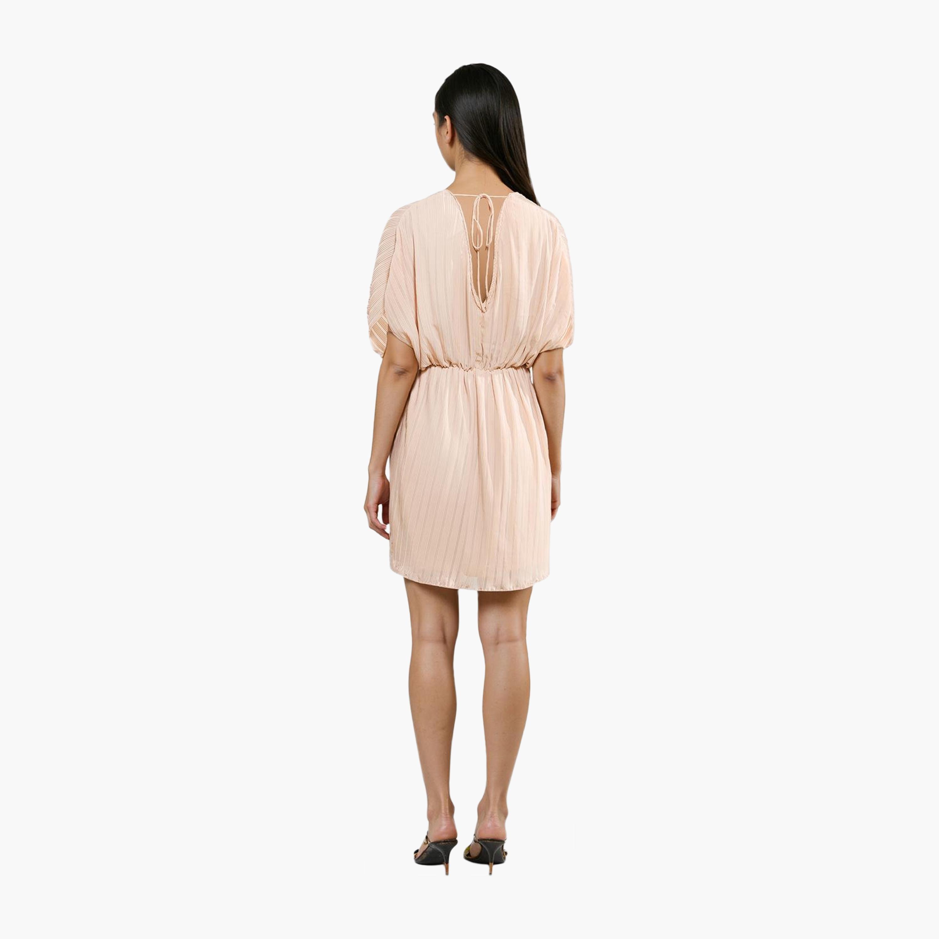 فستان قصير مخطط بيج للنساء من فرينش كونيكشن-women-clothing-dresses-image-3