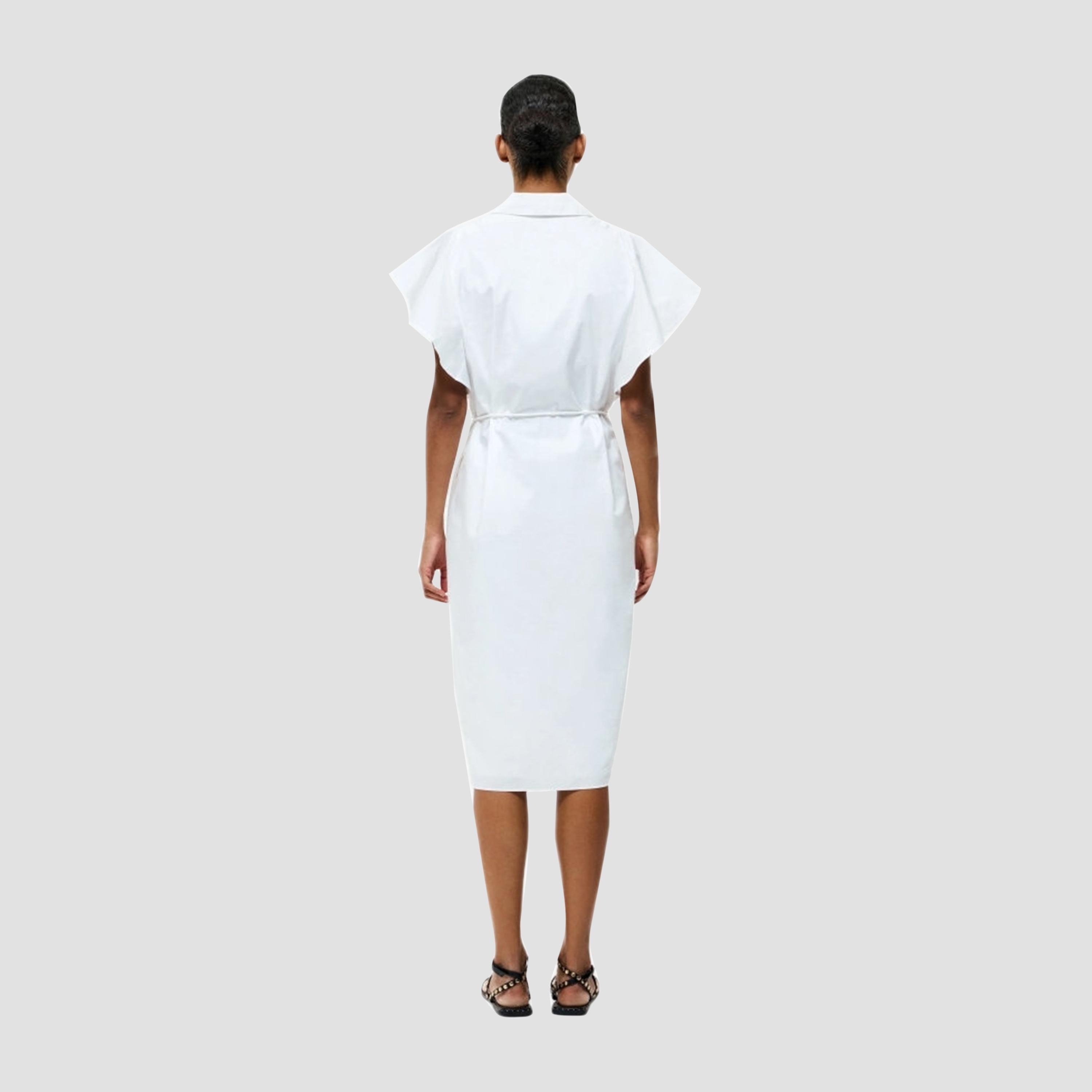 فستان نسائي أبيض من القطن بياقة يصل إلى الركبة من فرينش كونيكشن-women-clothing-dresses-image-3