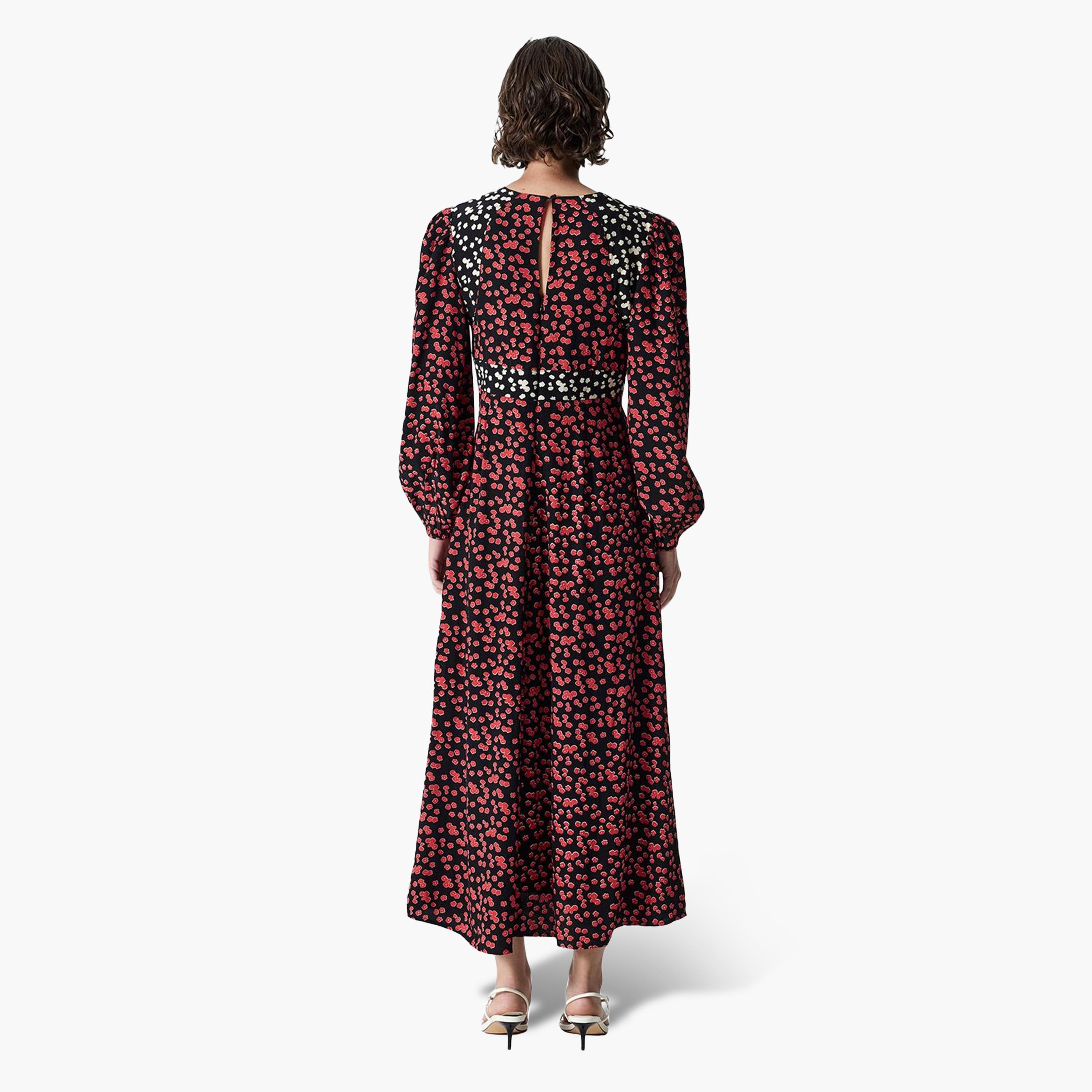 French Connection Black Floral Print Women's Midi Dress-women-clothing-dresses-image-3