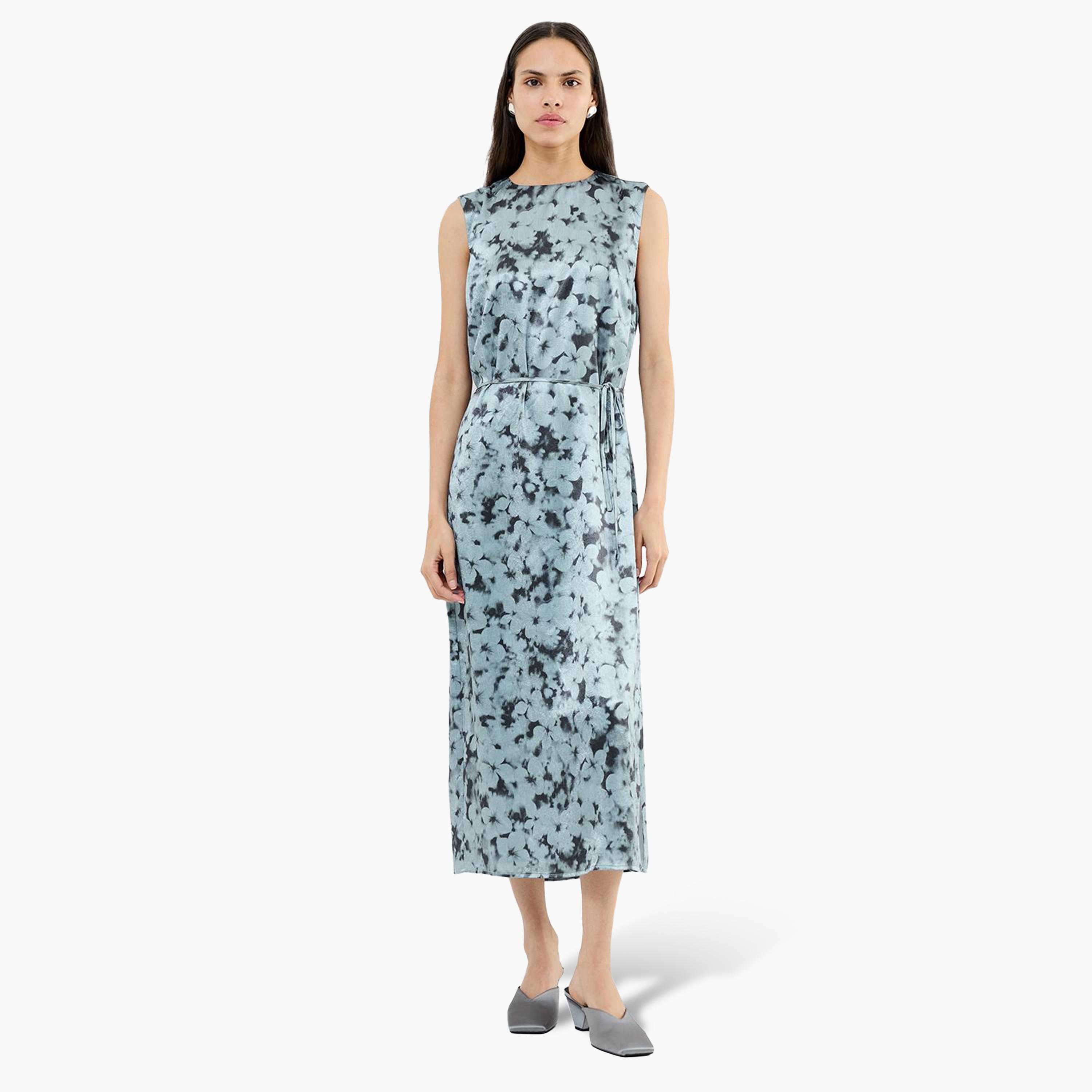 French Connection Blue Floral Print Column Women's Midi Dress-women-clothing-dresses-image-1