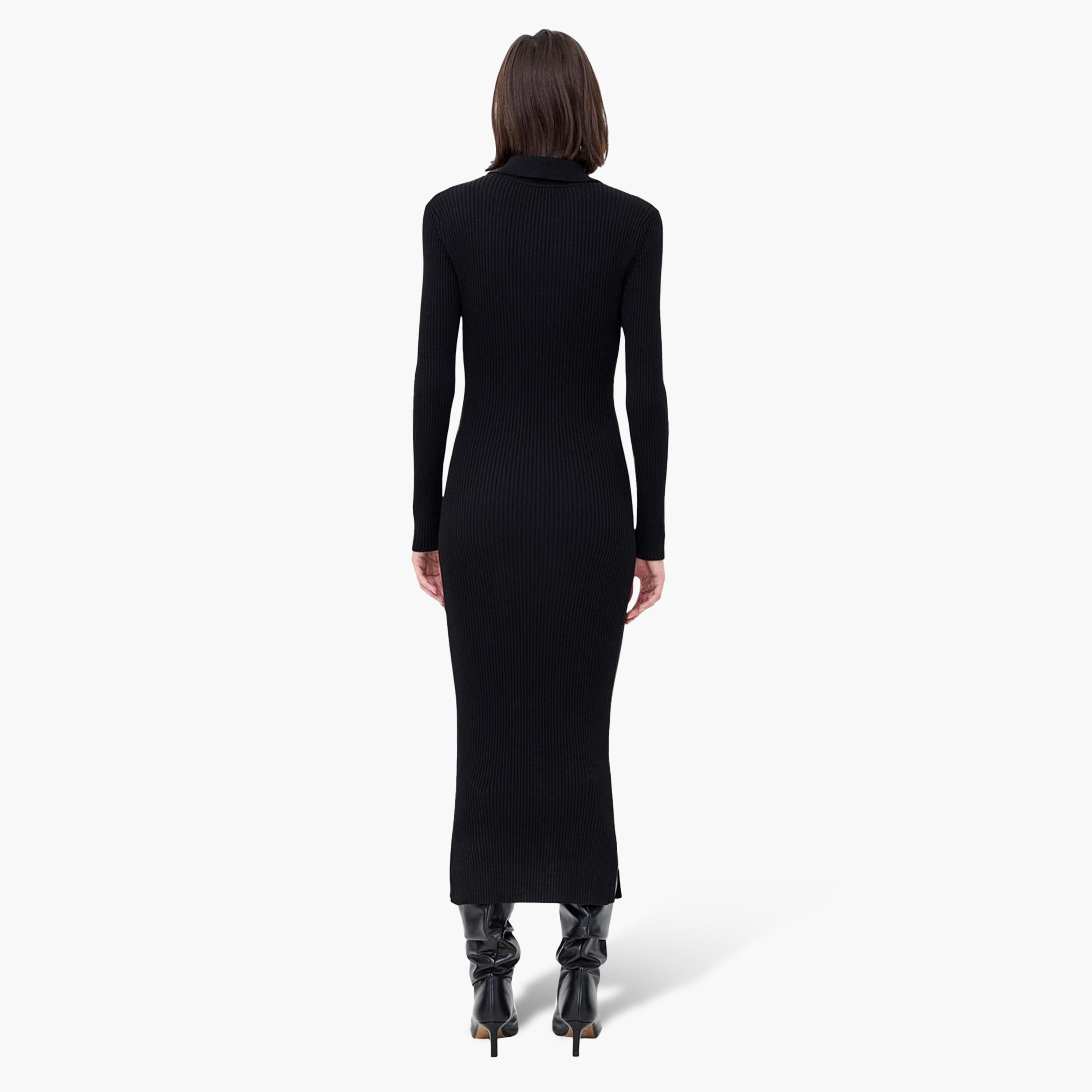 French Connection Ribbed Collared Bodycon Women's Midi Dress-women-clothing-dresses-image-4