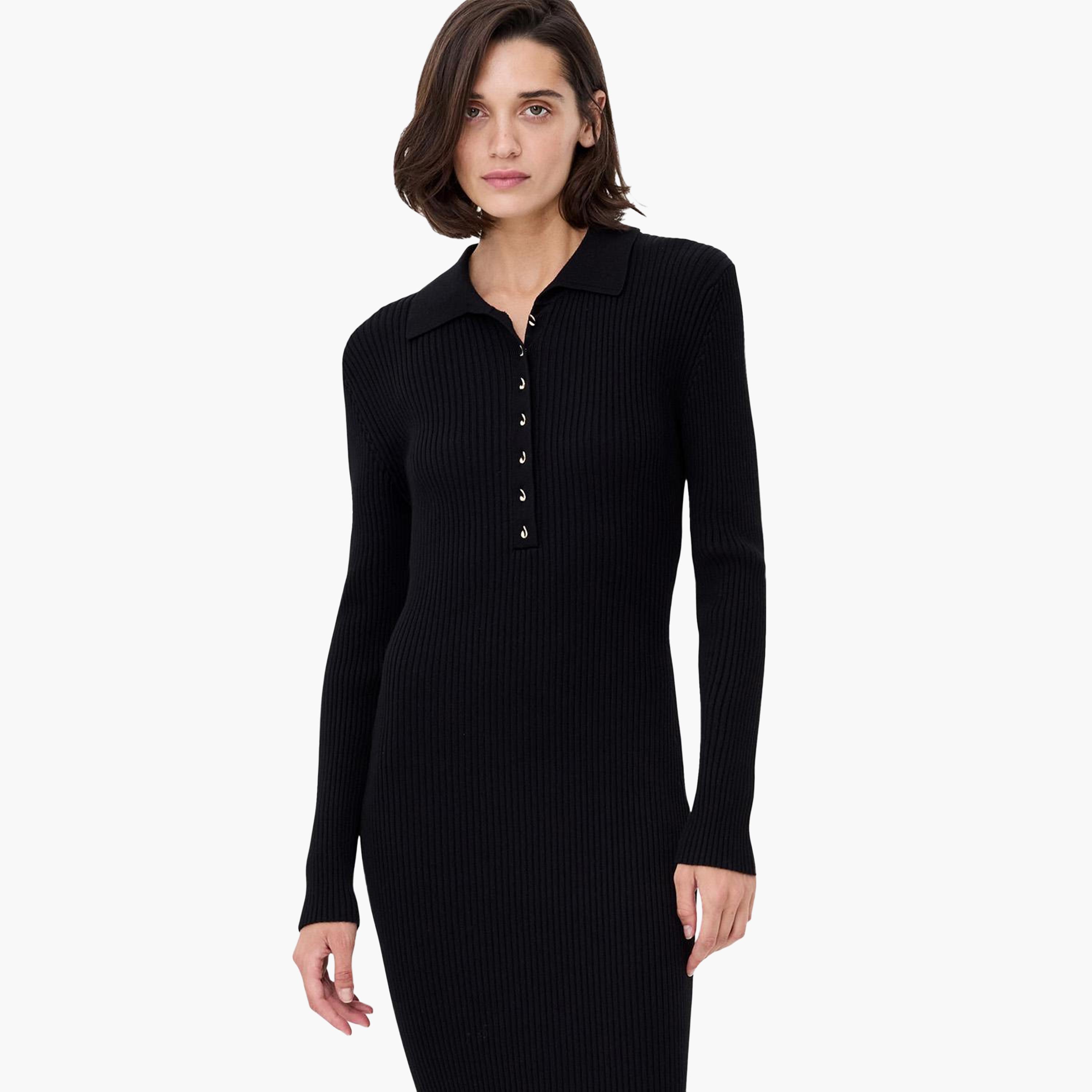 French Connection Ribbed Collared Bodycon Women's Midi Dress-women-clothing-dresses-image-5