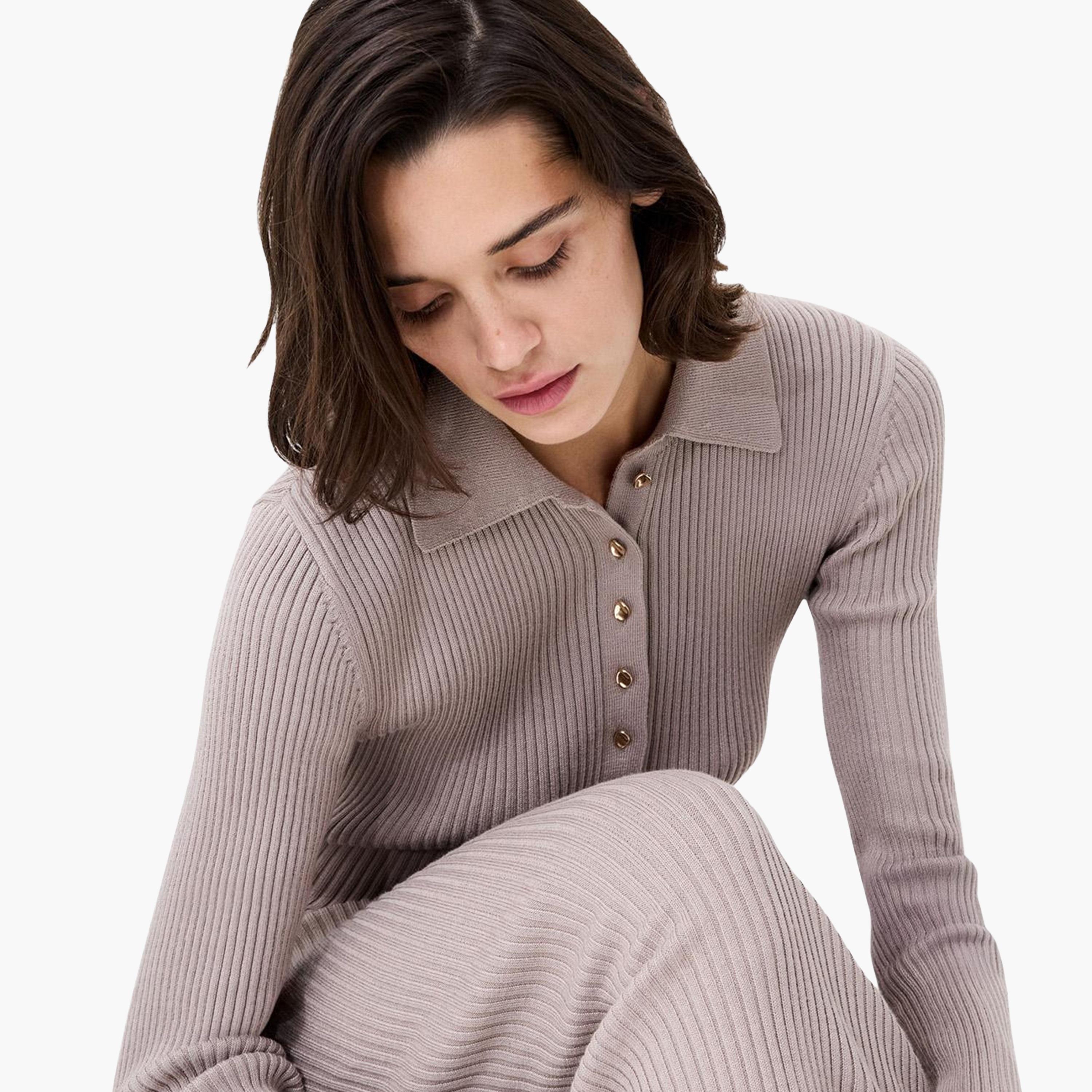 French Connection Ribbed Collared Bodycon Women's Midi Dress-women-clothing-dresses-image-4