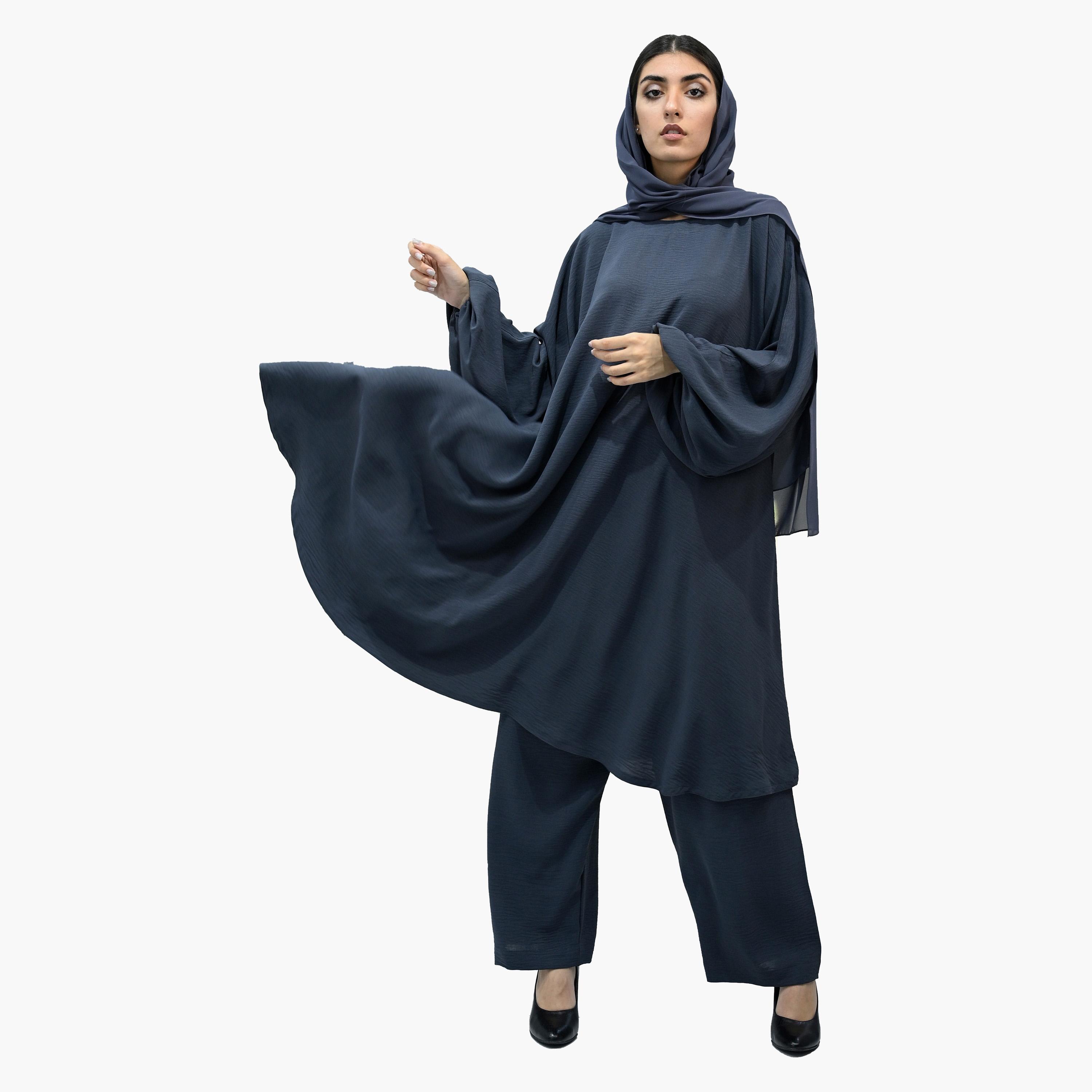 طقم تكميلي بأكمام بالون مع حجاب من نخبه-women-arabicclothing-sets-image-3