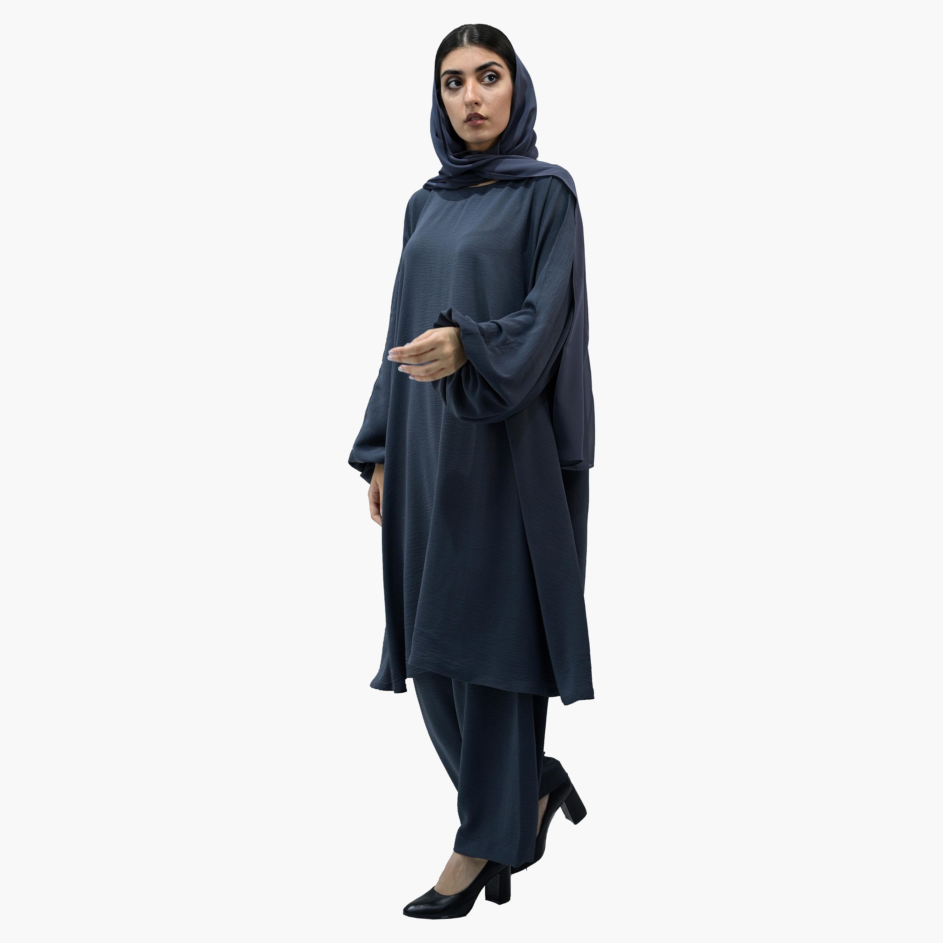 طقم تكميلي بأكمام بالون مع حجاب من نخبه-women-arabicclothing-sets-image-4