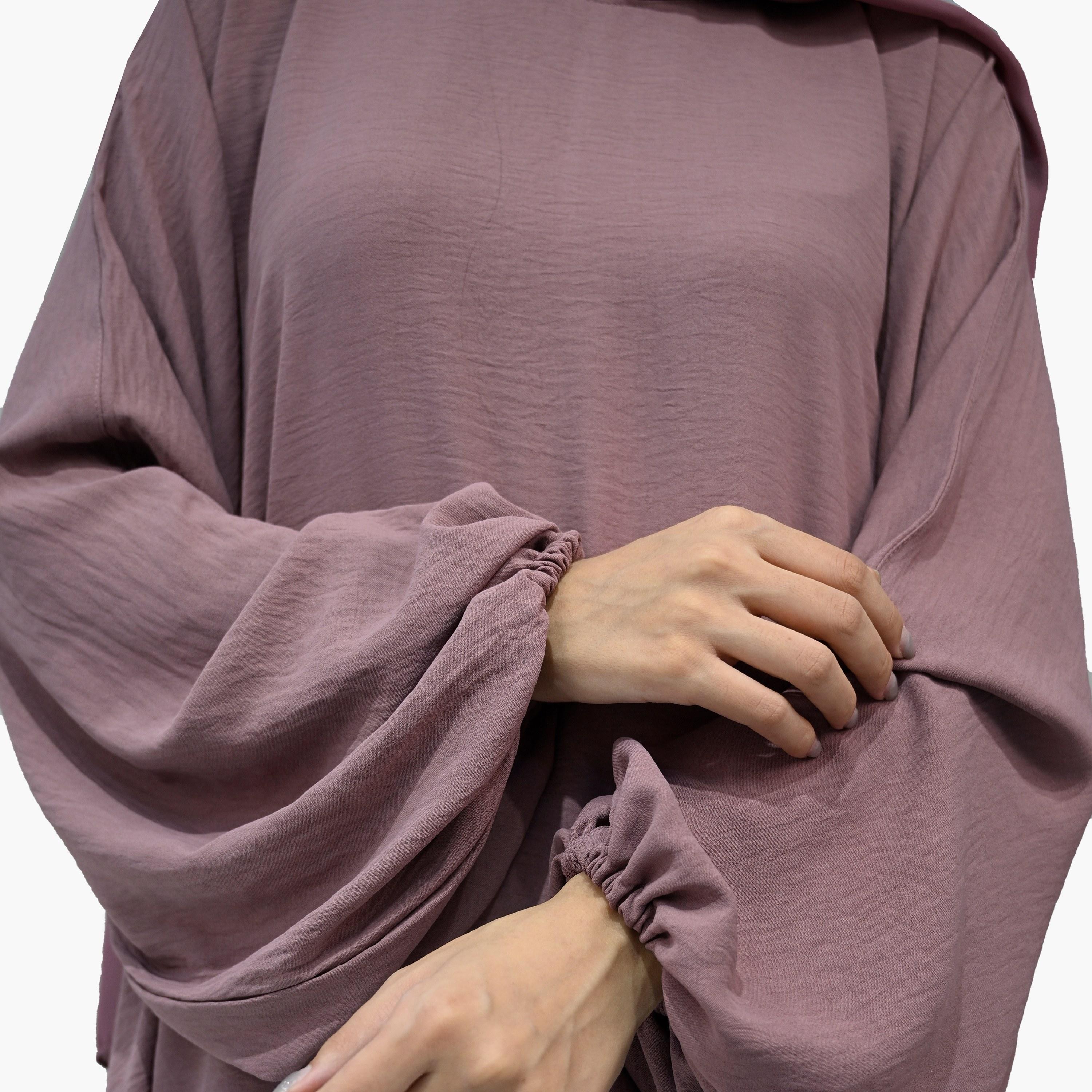 طقم تكميلي بأكمام بالون مع حجاب من نخبه-women-arabicclothing-sets-image-3