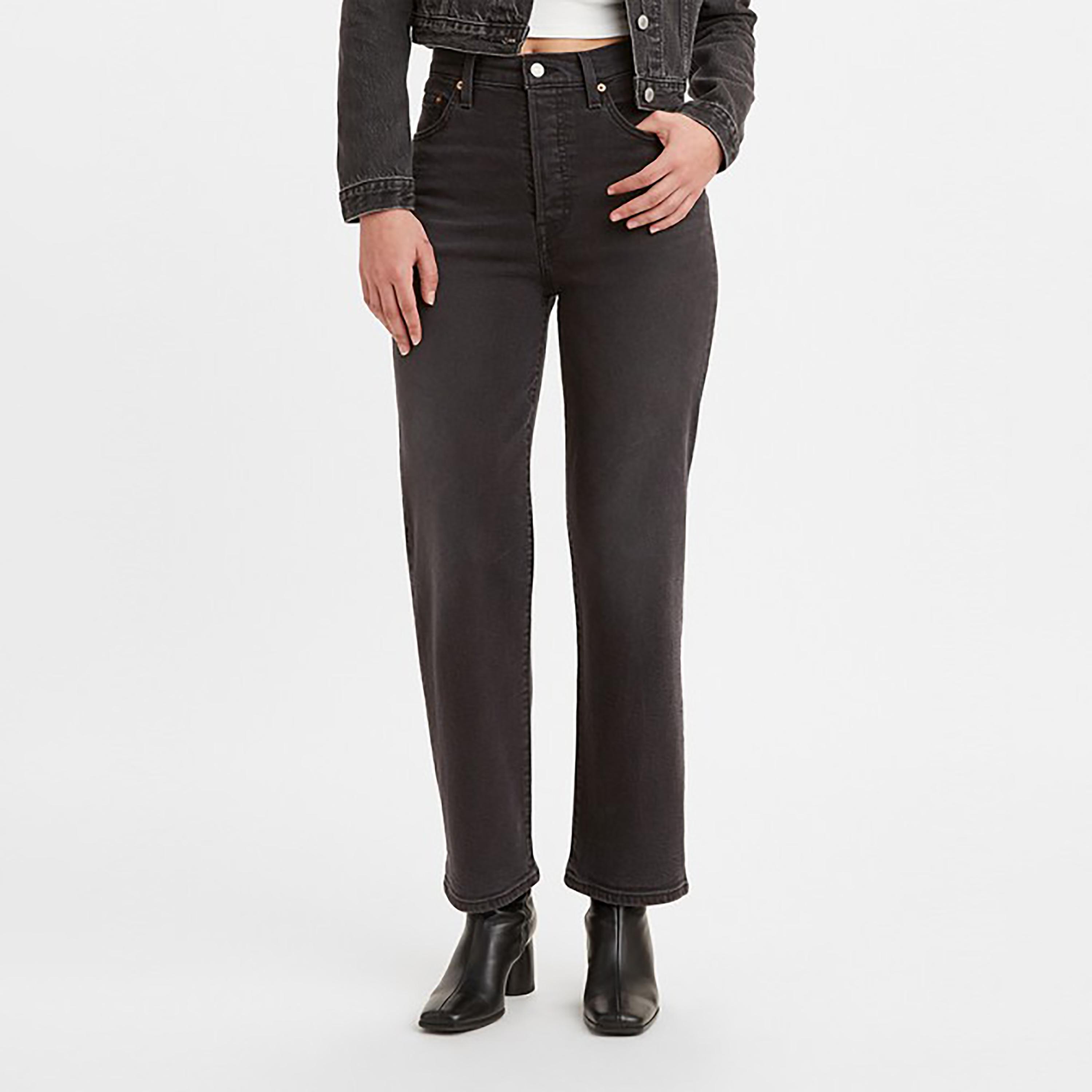 Levi's Black Straight Fit High-Rise Pocket Detail Jeans-women-clothing-bottoms-jeans-image-1