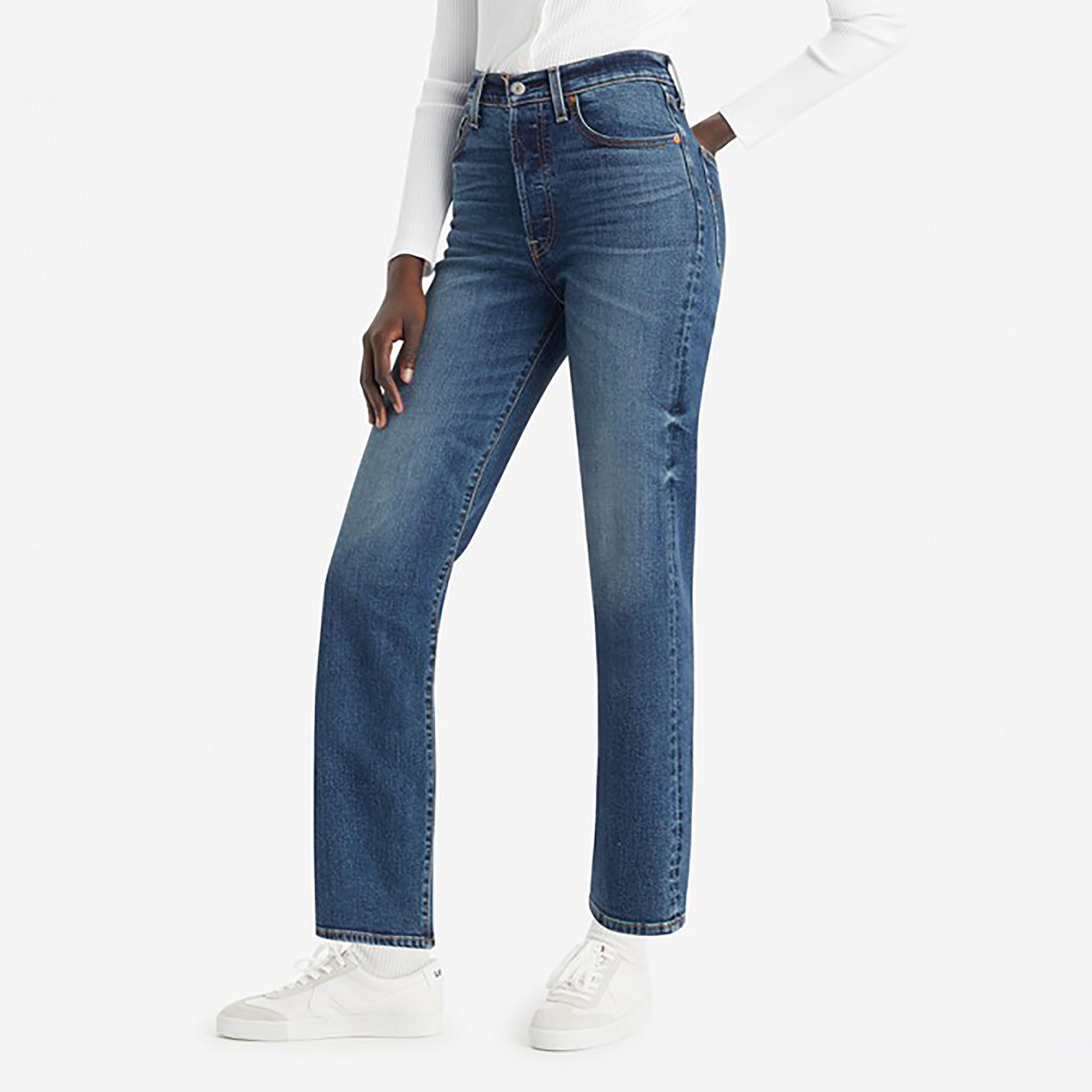 Levi's Blue Straight Fit High-Rise Pocket Detail Jeans-women-clothing-bottoms-jeans-image-1