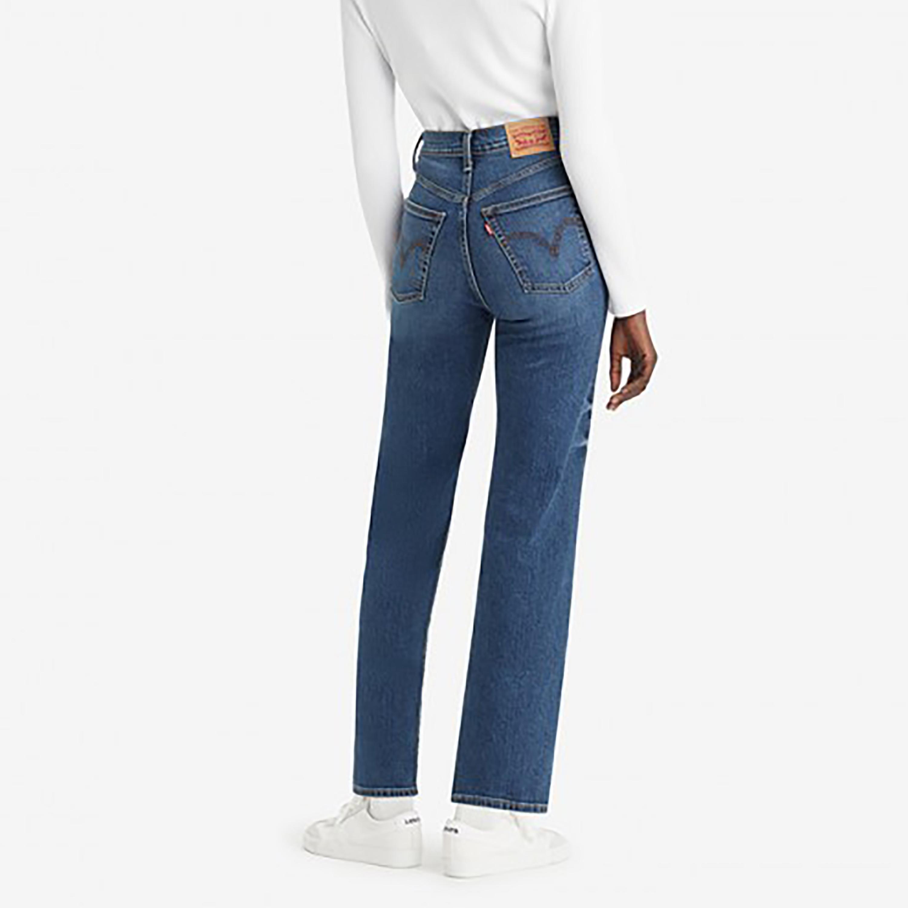Levi's Blue Straight Fit High-Rise Pocket Detail Jeans-women-clothing-bottoms-jeans-image-2